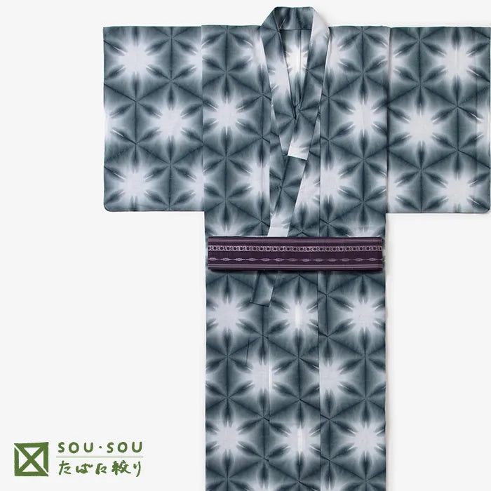 Chita-Baumwolle, weiße Chrysantheme, Baumwollleinen, 30/30, Yukata-Kimonostoff / Batata-Schneeflocke, Gekko.