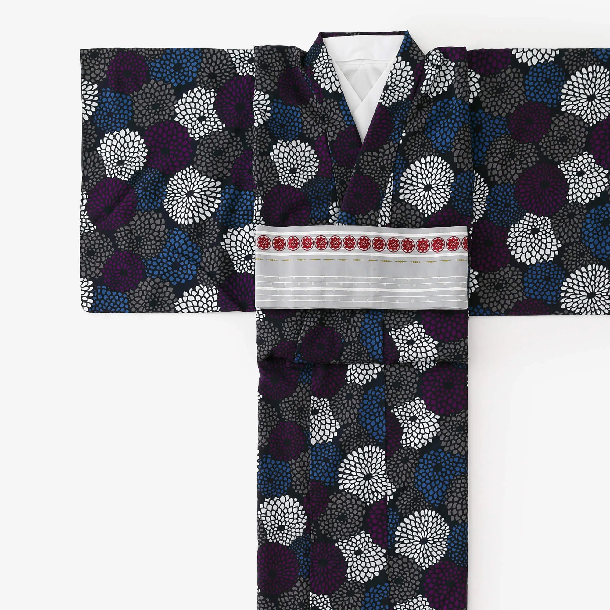 【お仕立て付き】モスリン 着物（総裏仕立て）／菊づくし 夜来（よごろ）【※お届けに約7週間】