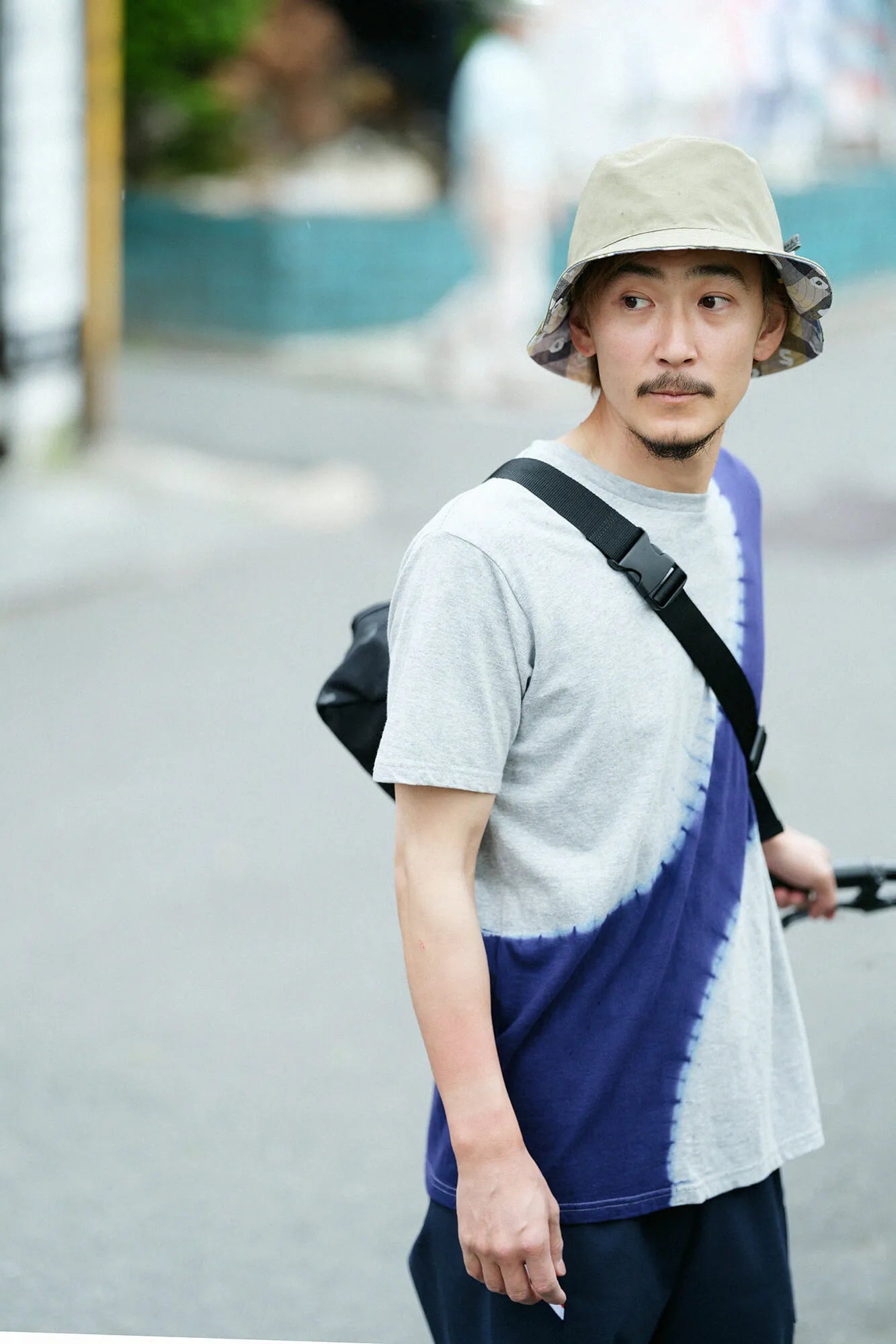 Konsei Tie-Dye Bi-color Short Sleeve T-shirt[5.0]／Planet Heather Grey×Navy2