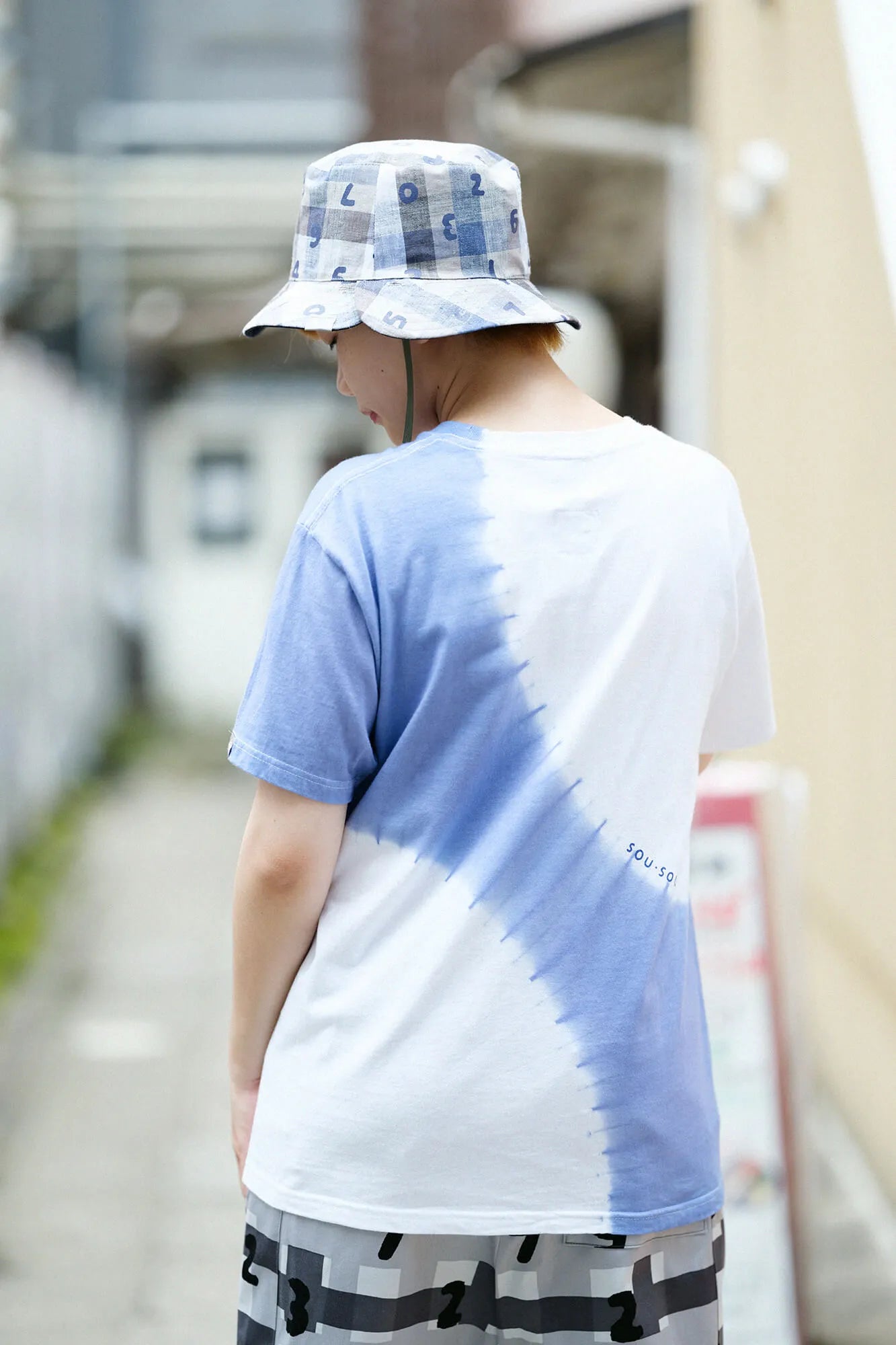 Konsei Tie-Dye Bi-color Short Sleeve T-shirt[5.0]／Planet White×Sky Blue