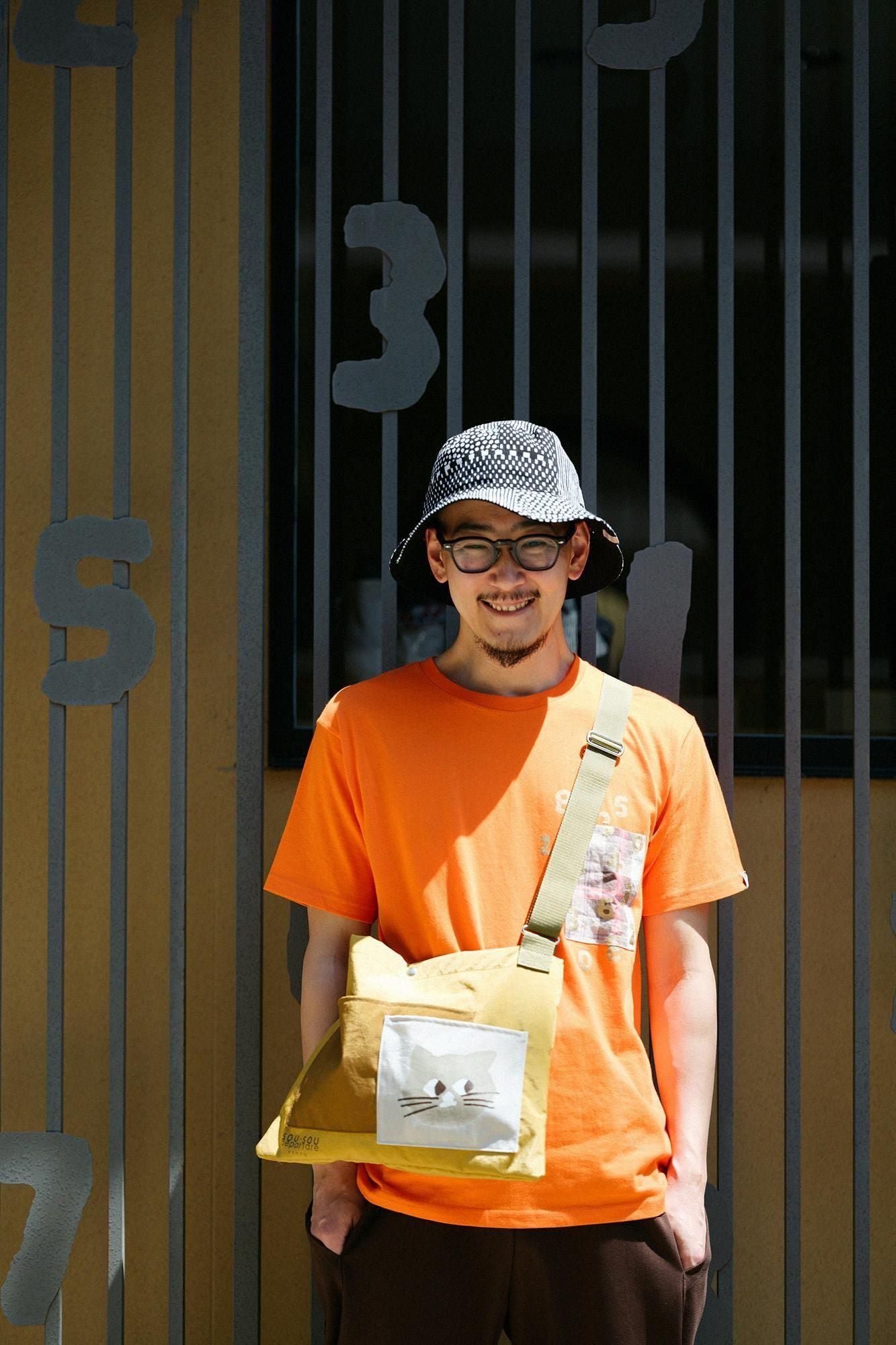 【net限定】半袖 ポケットTシャツ[5.0]／オレンジ×SO-SU-U昆（こん）2
