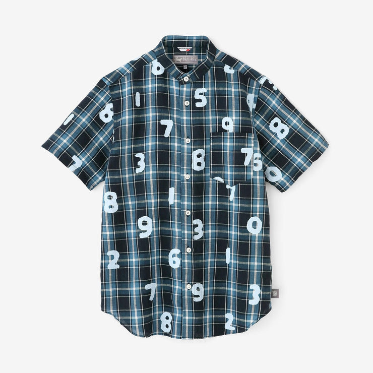 【net Limited】Linen Check Short Sleeve Shirt / SO-SU-U Navy×Sky Blue