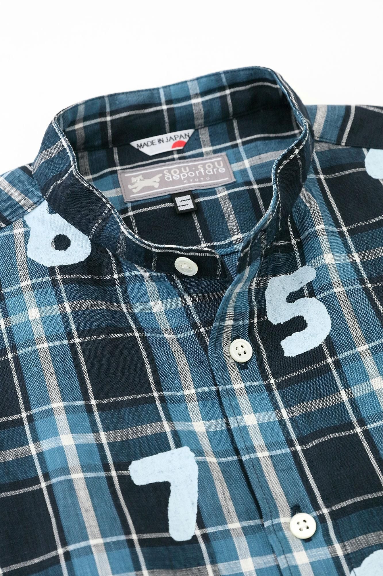 [En ligne seulement] Chemise à manches courtes à carreaux en lin/SO-SU-U marine x bleu ciel