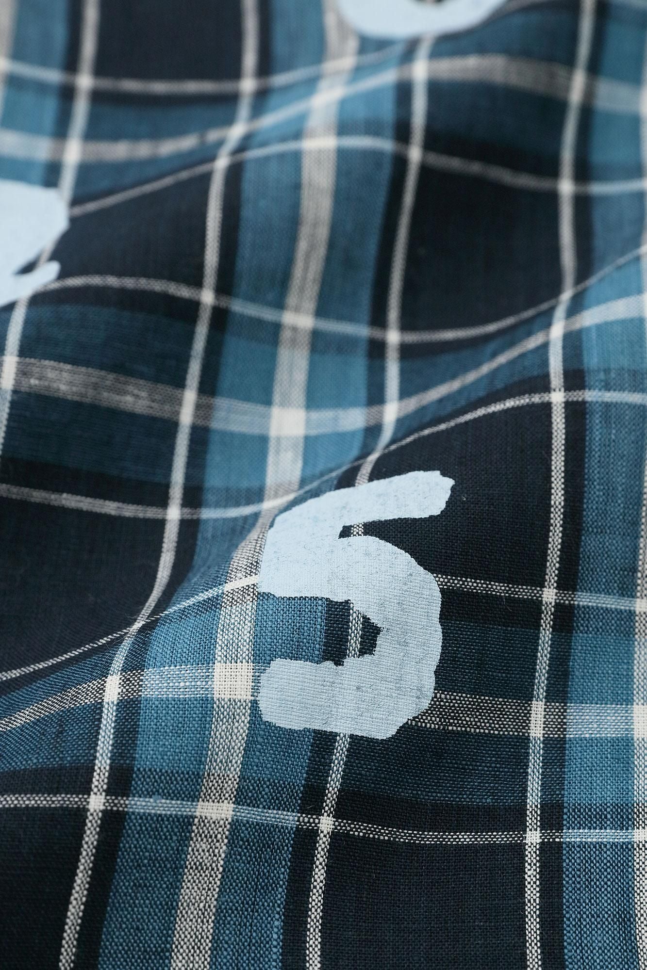 [En ligne seulement] Chemise à manches courtes à carreaux en lin/SO-SU-U marine x bleu ciel
