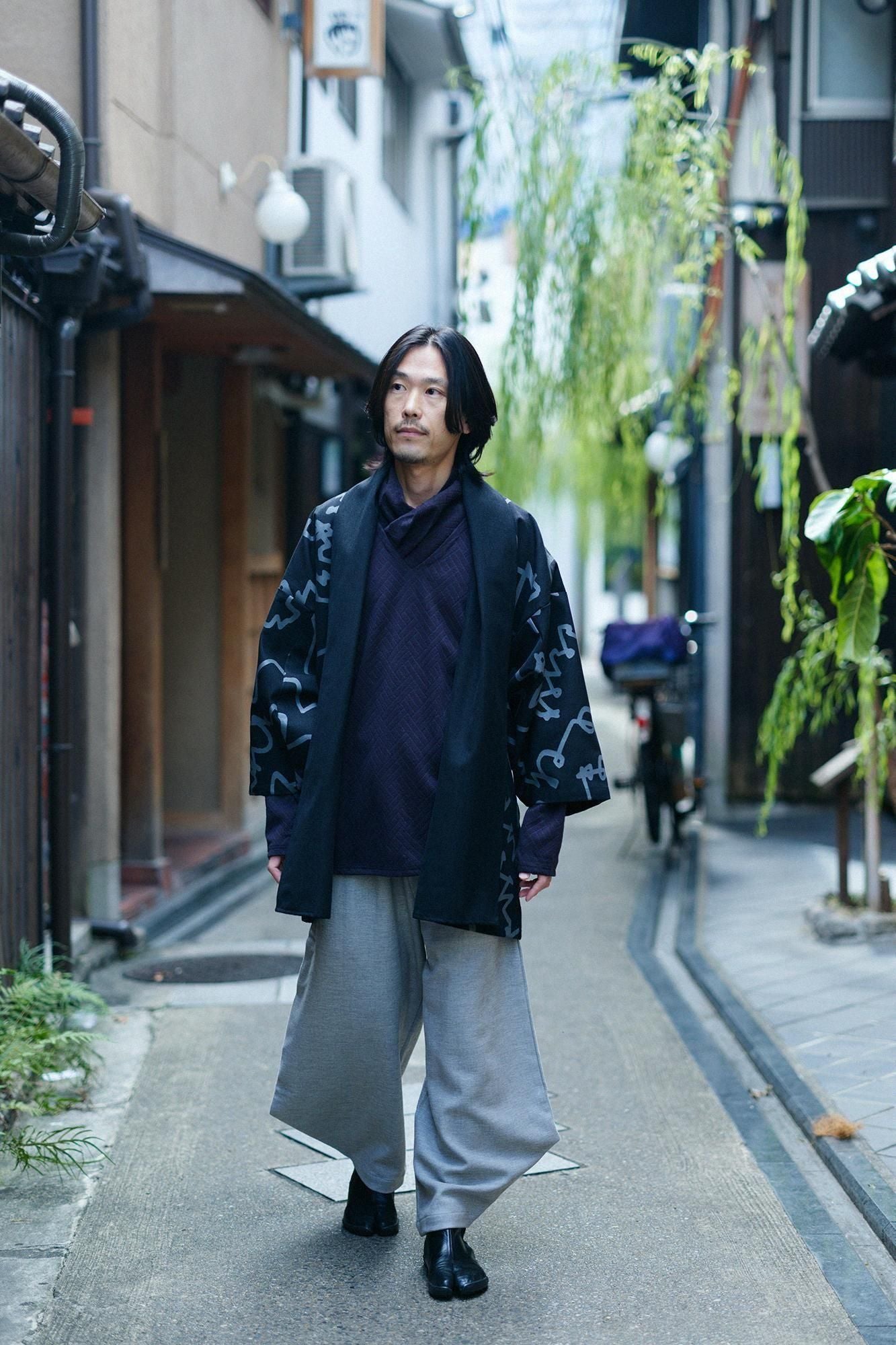 【net限定】接結（せっけつ）ジャカール 衿巻ジバン／深紺（しんこん）