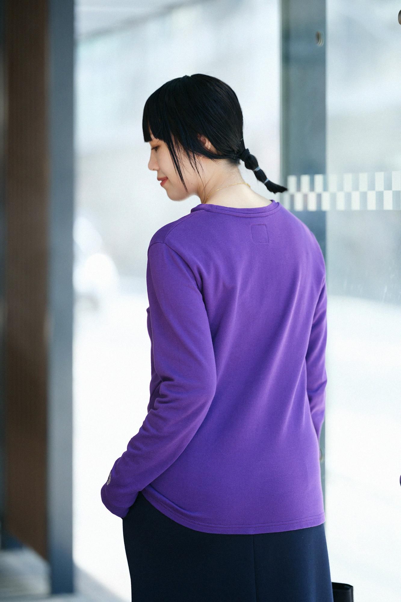 [Net limité] 40 paires de T-shirt mini polaire bicolore à manches longues/violet