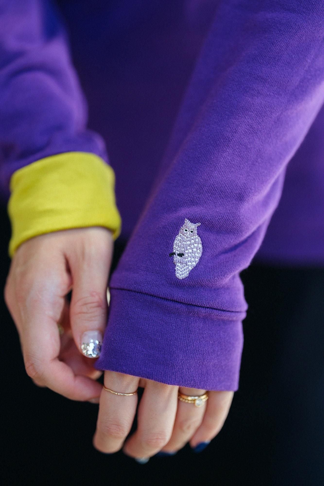 [Net limité] 40 paires de T-shirt mini polaire bicolore à manches longues/violet