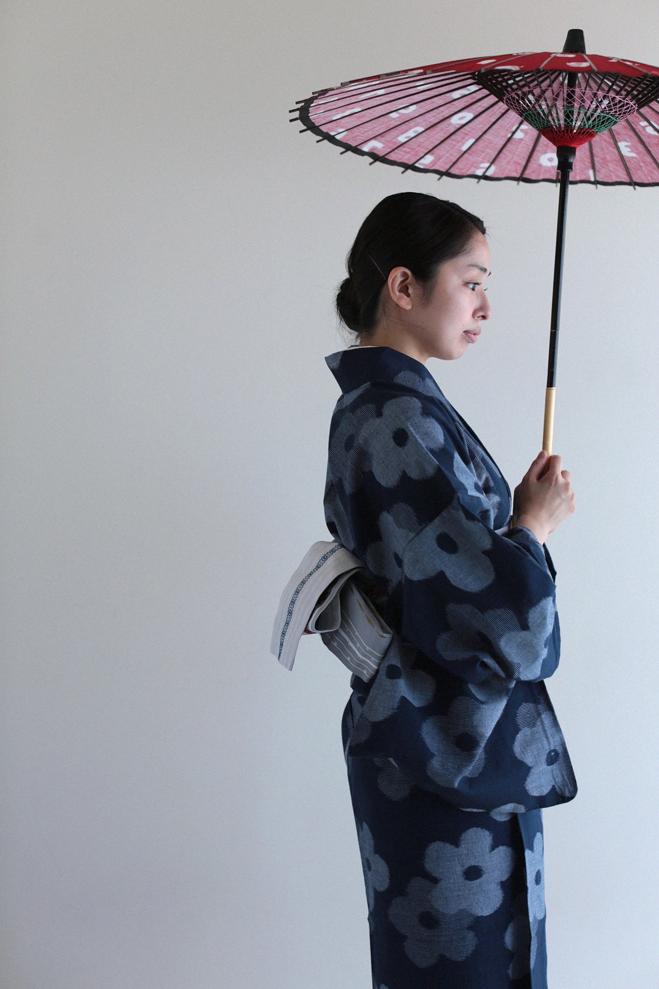 [※Par couture] Tissu Kurume kasuri/fer hanagasane bleu marine (tetsukon)
