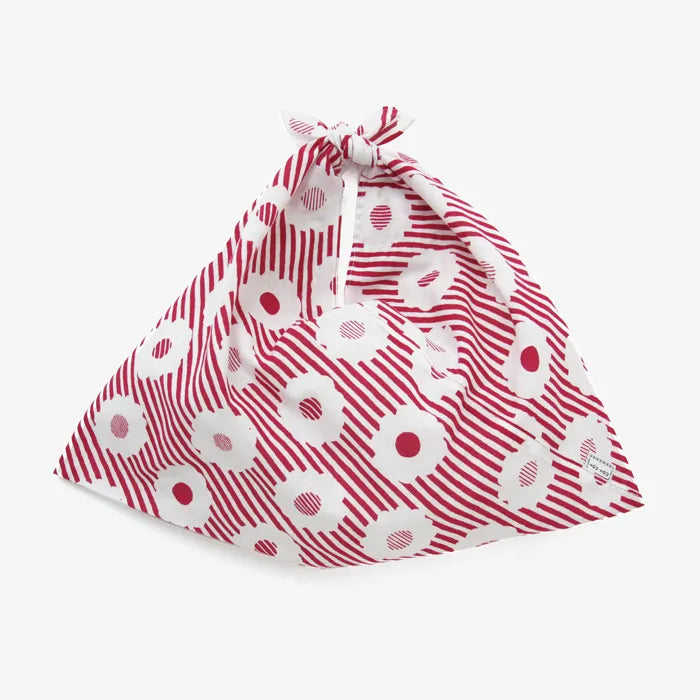 Isemomen Cotton Kohabaori Eco Bag/White chrysanthemum​ ​ White× strawberry color