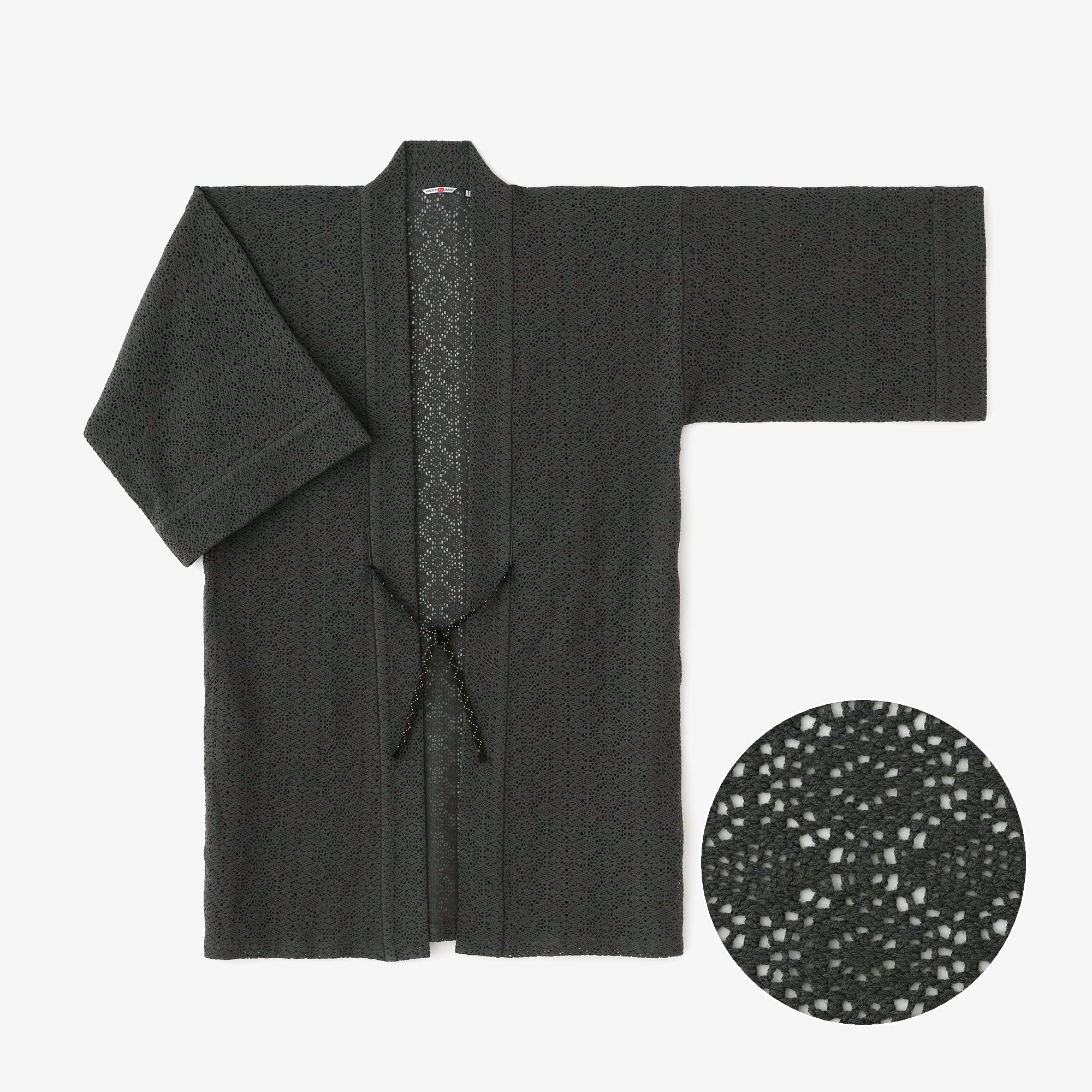 透かし幾何刺繡 袢纏（はんてん） 間（けん） 単（ひとえ）／濃灰（こいはい）