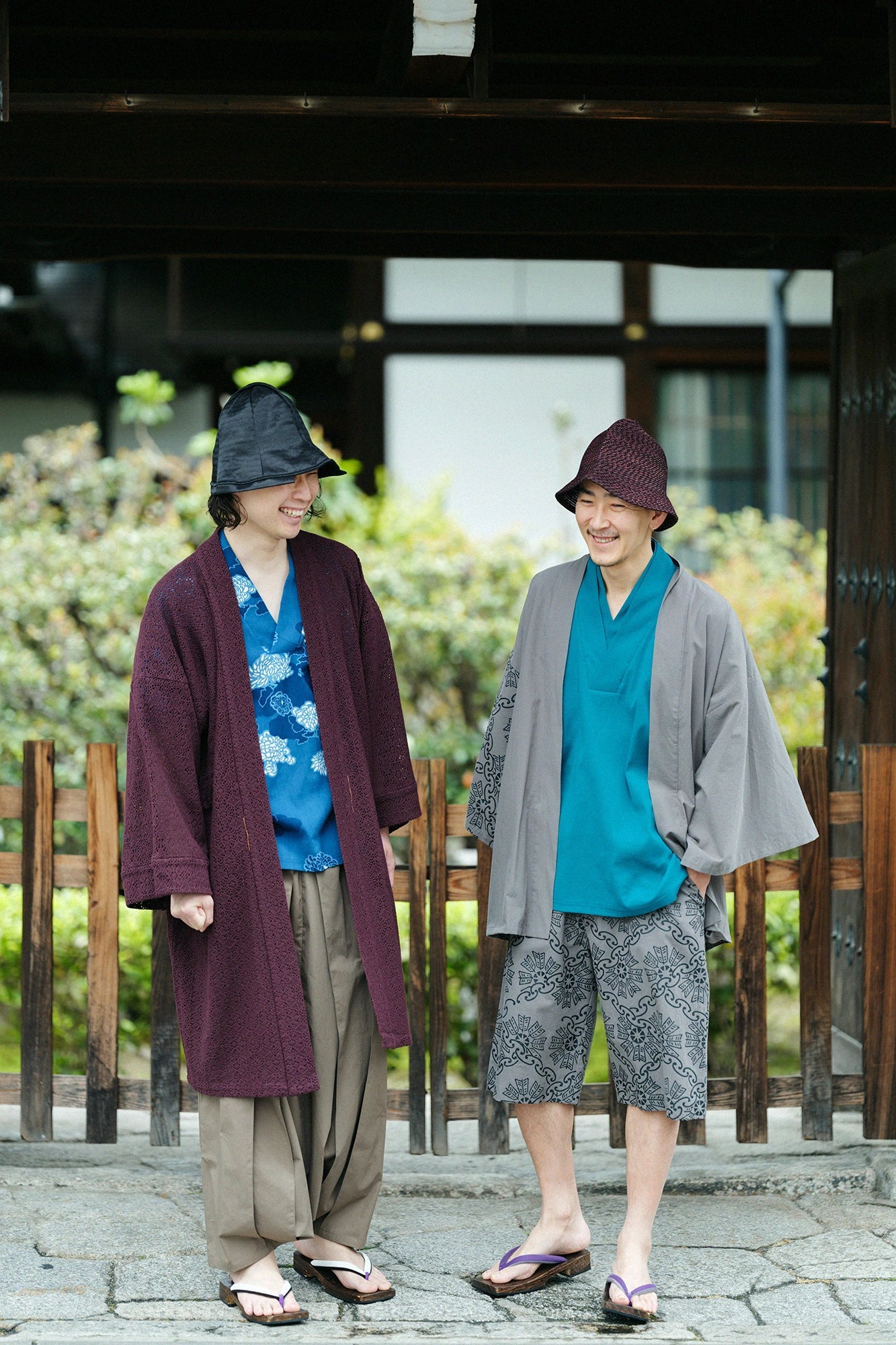 Popeline Jinbei Haori/Kantatsuri Yagurumamon Kopie (Utsushi) Stumpfe Farbe (Nibi-iro)