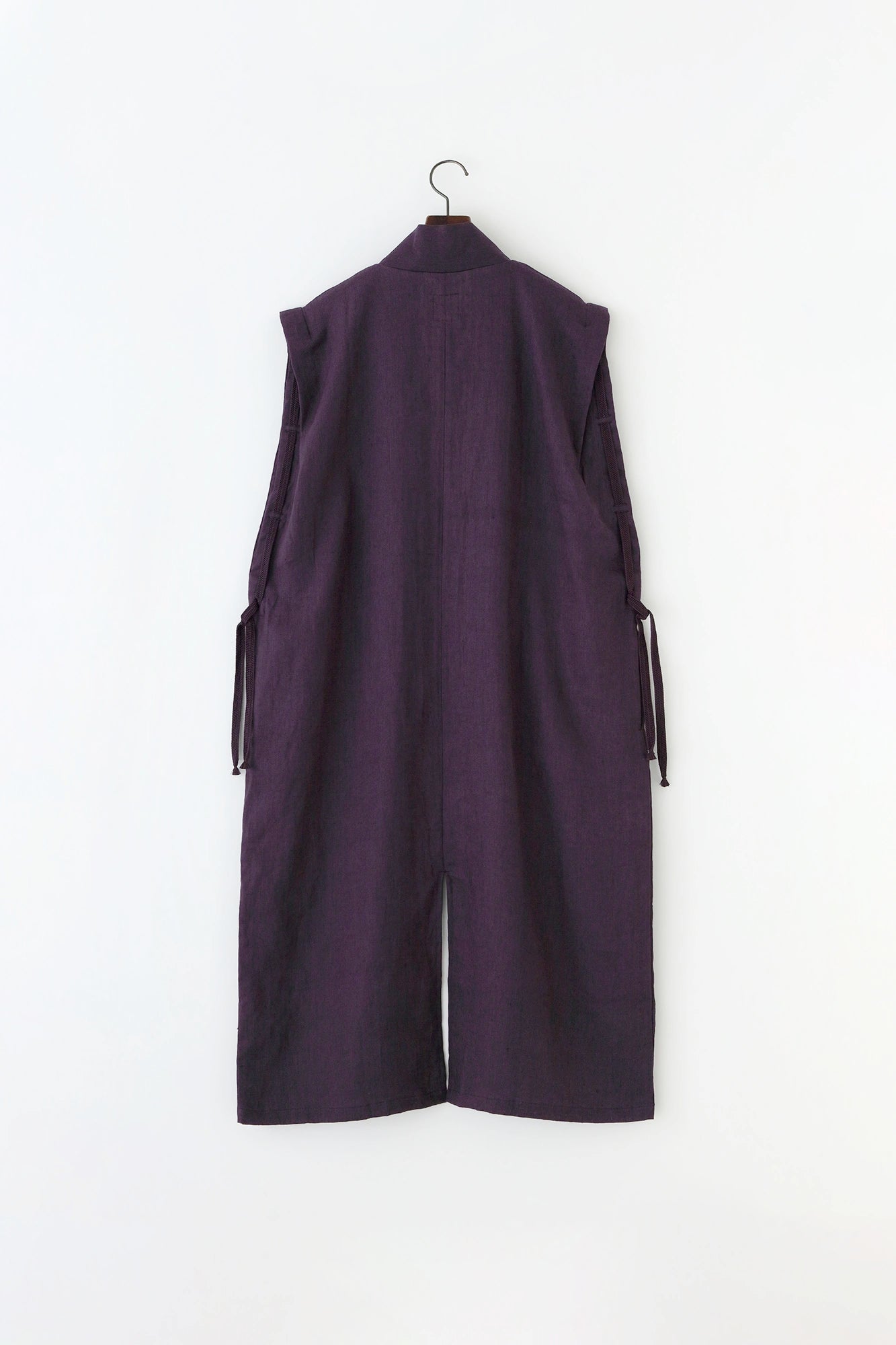 Ailes à nœuds en lin (jinbaori) à porter sur les épaules Long / violet profond (kokimurasaki) 
