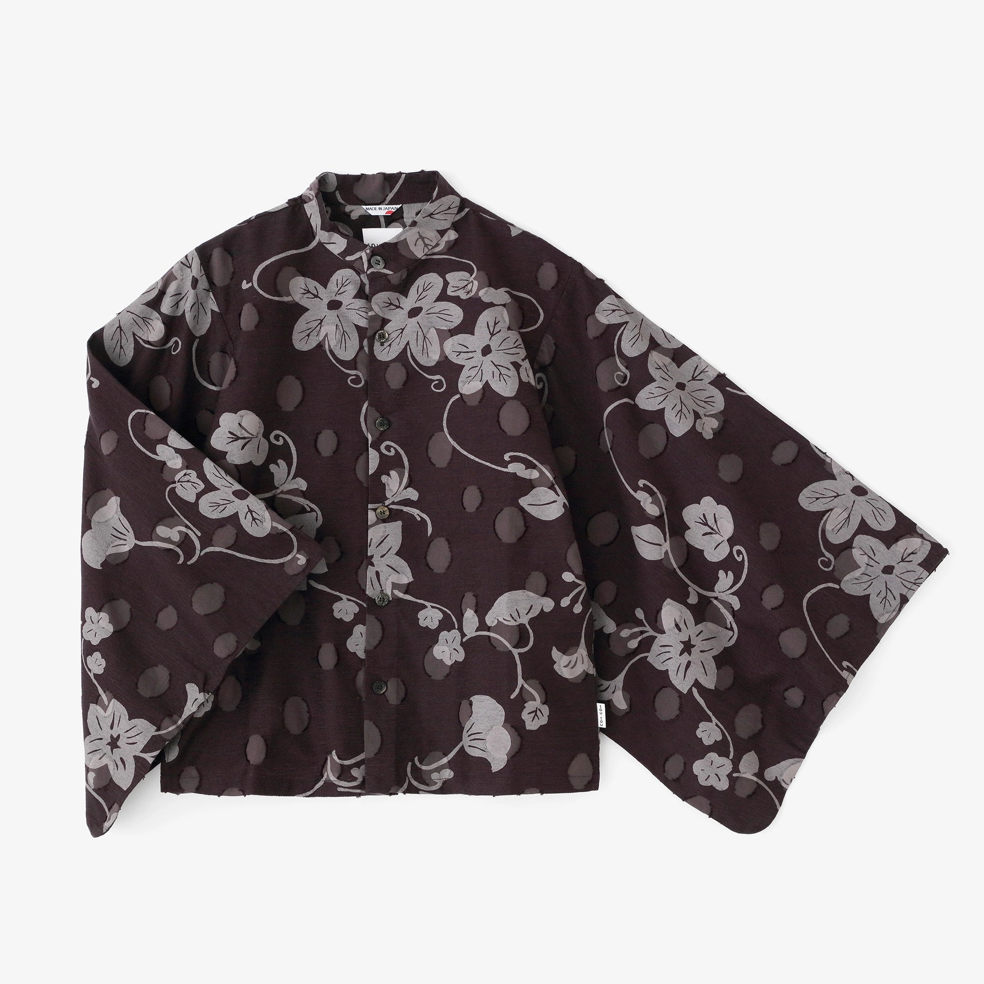 剪花缇花和服袖衬衫／优美棕色