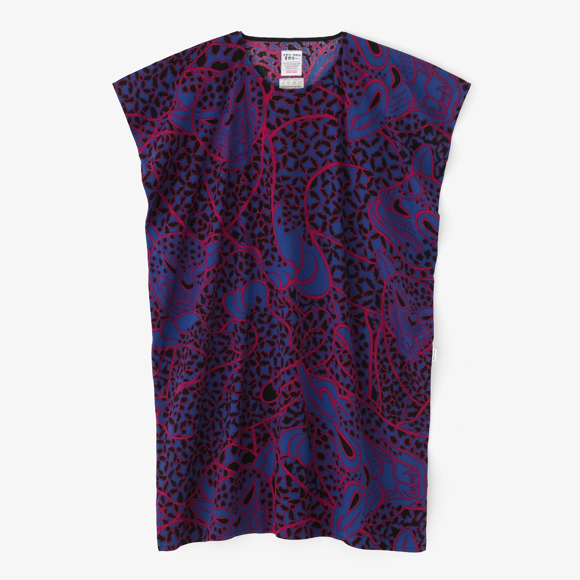 Chizimi Cotton 20/20 Rectangular Dress / blue red jaguars