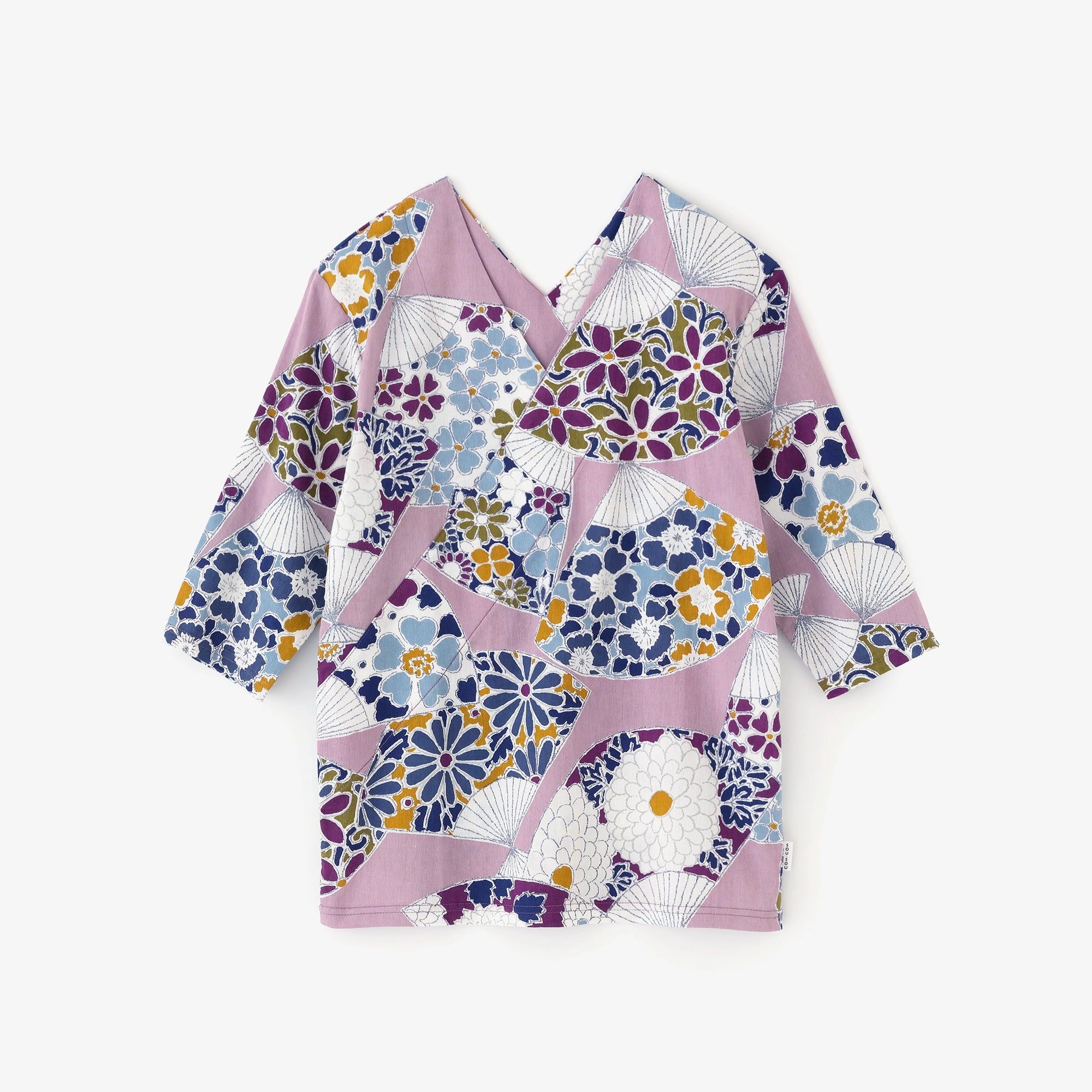 Chizimi Cotton 40/40 V-neck Shirt Elbow Length Sleeve/Fan 