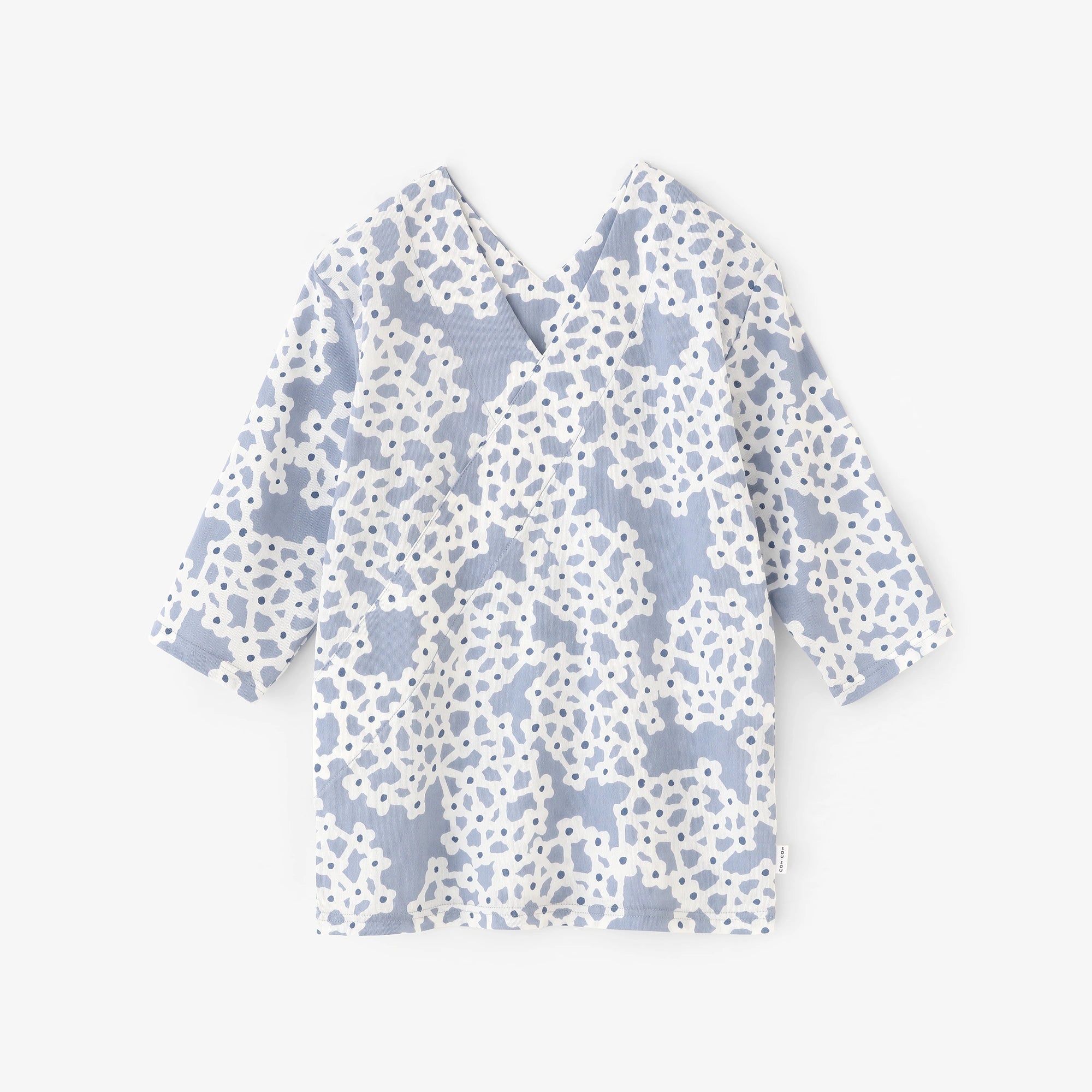 Chizimi Cotton 40/40 V-neck Shirt Elbow Length Sleeve/Fan 