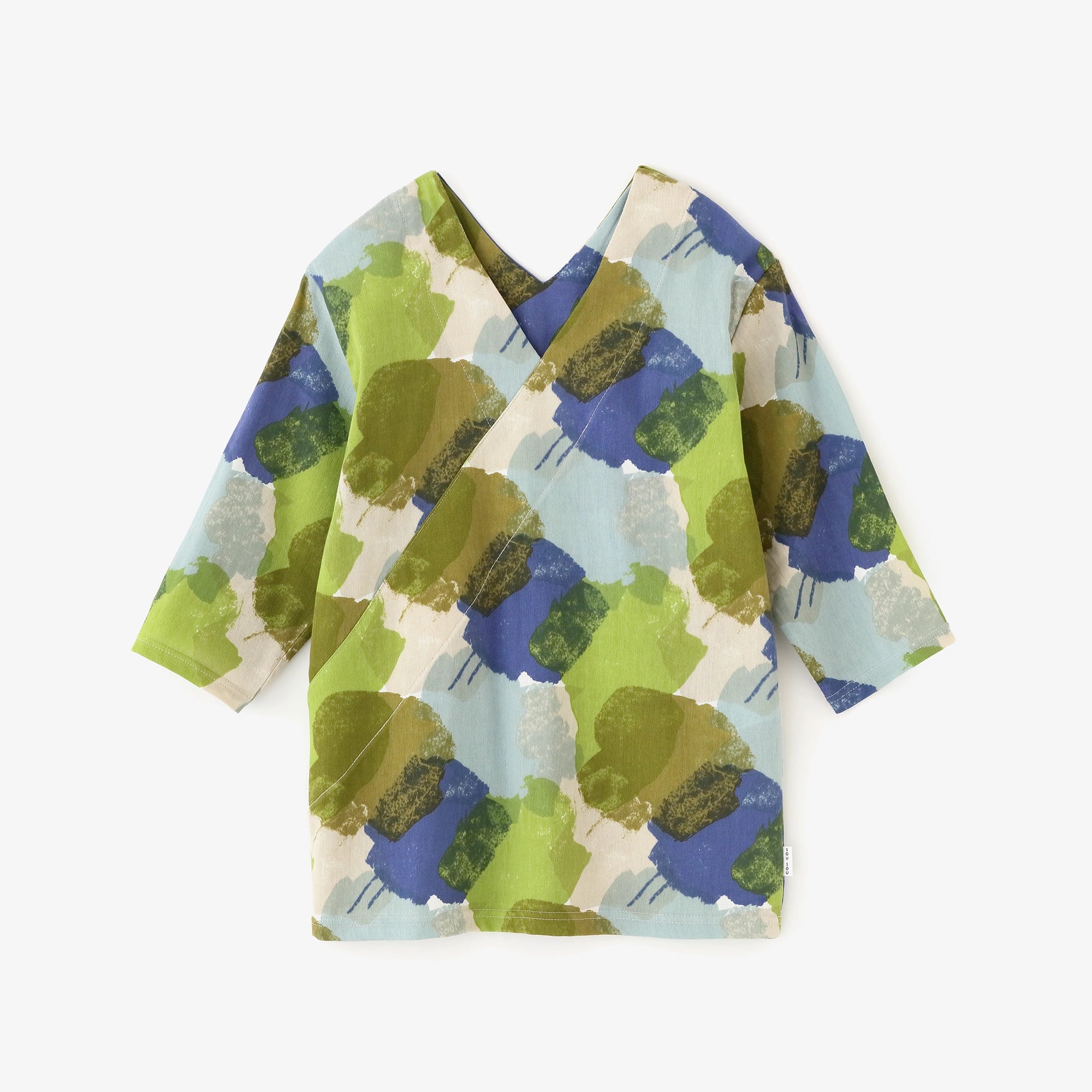 Chizimi Cotton 40/40 V-neck Shirt Elbow Length Sleeve/Fan 