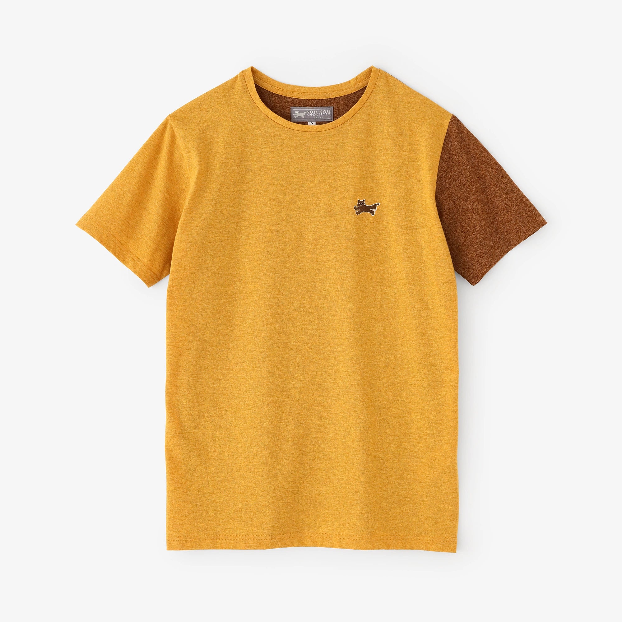 Izmir cotton, T-shirt à manches mi-longues By Color / Chrome yellow × brun La Set 