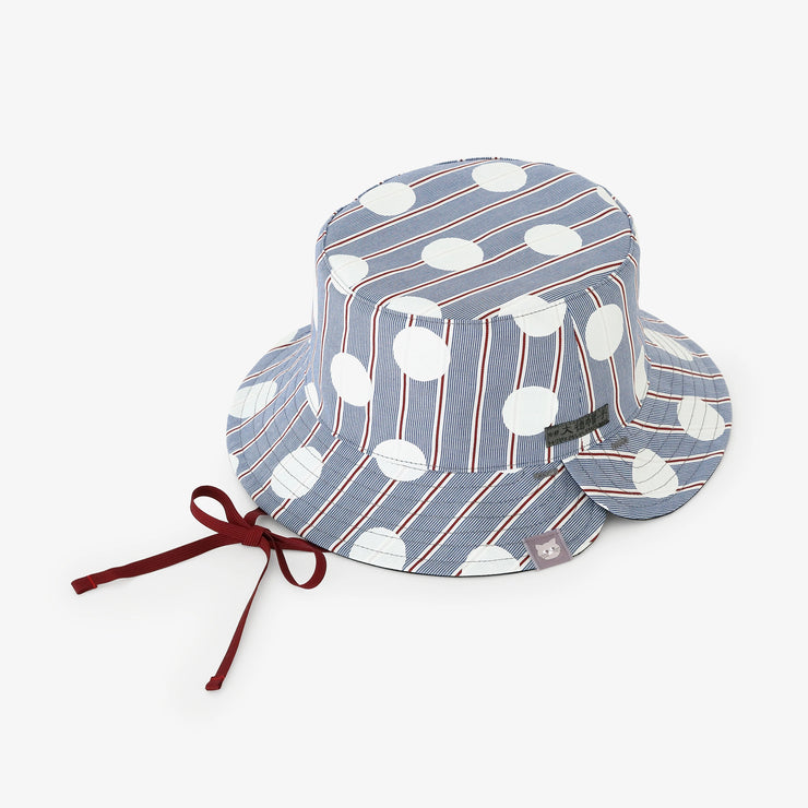 Satin Striped Reversible BIKE HAT／Polka Dots Prussian Blue