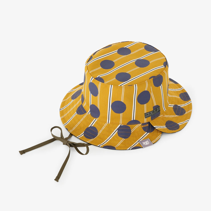 Satin Striped Reversible BIKE HAT / Polka Dots Yellow