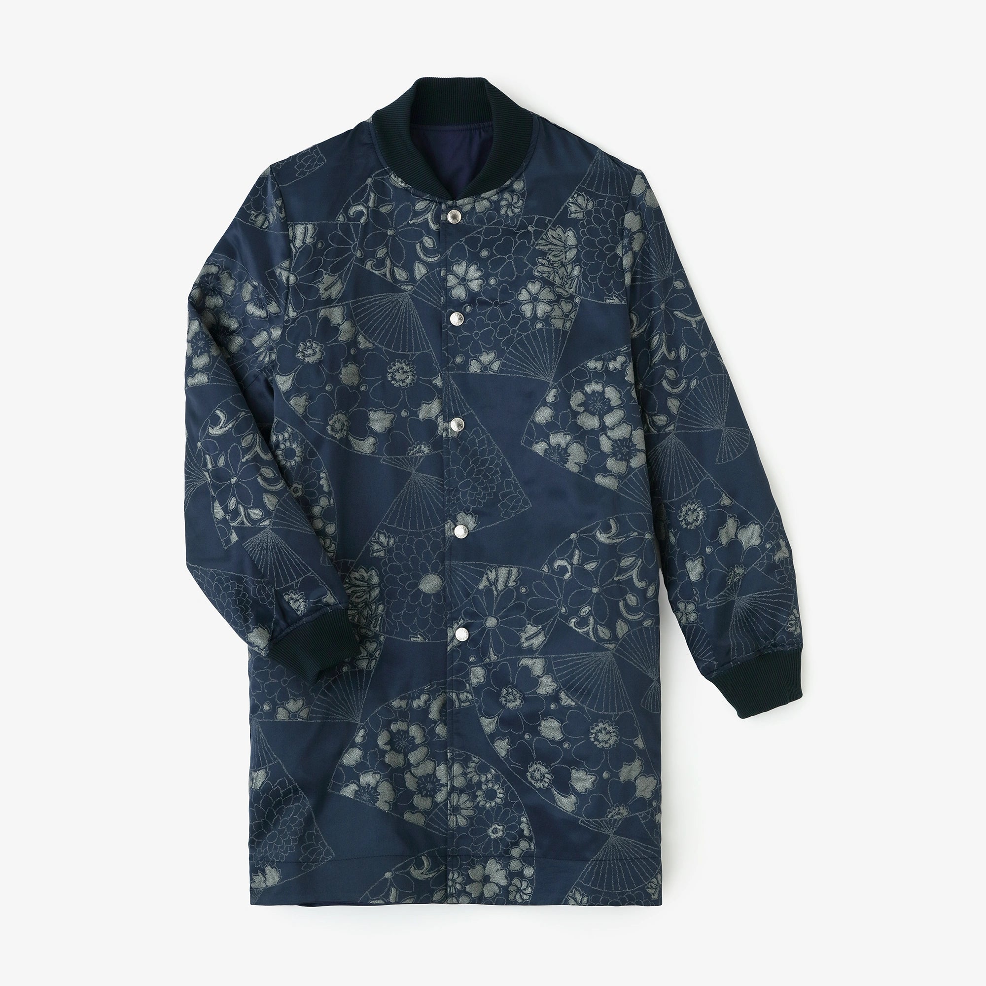 [Versand voraussichtlich Ende April] Wendbarer Blouson aus Chambray-Twill/Marineblau x Fächer