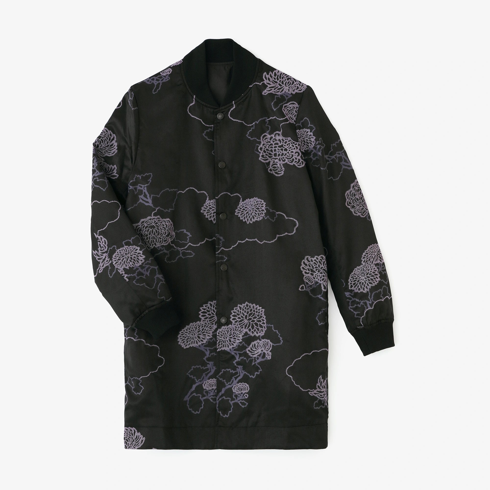 [Versand voraussichtlich Ende April] Wendbarer Blouson aus Chambray-Twill/Schwarz x Wolkendecke und Chrysantheme