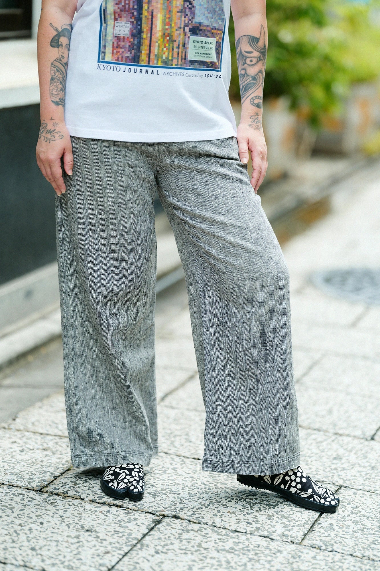 '身長：'171cm,'着用サイズ：'L,'※洗濯後寸法のものを着用',右上
