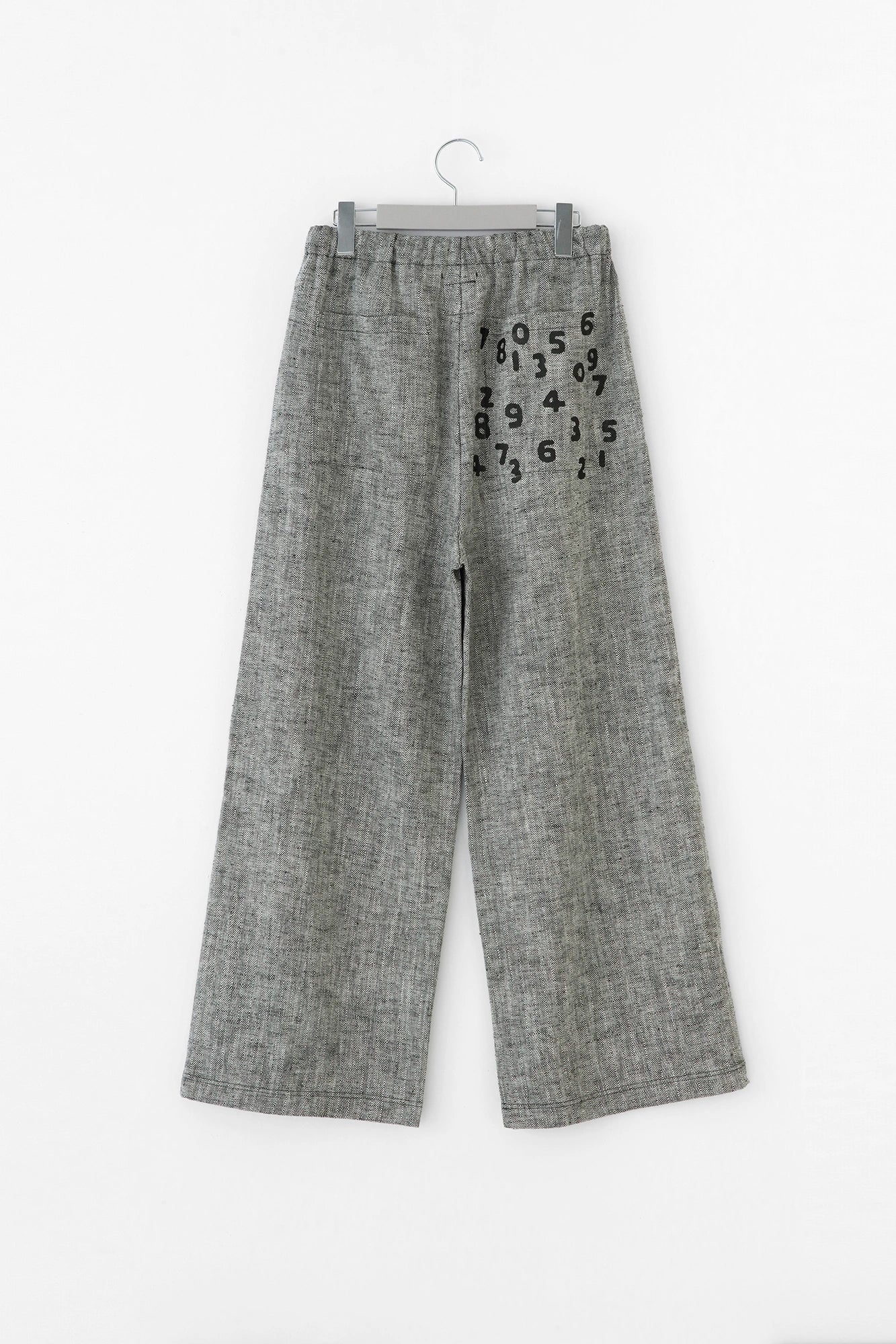 Leinen-Baumwolle Herren-Bone Wide Pants / Heather Black 