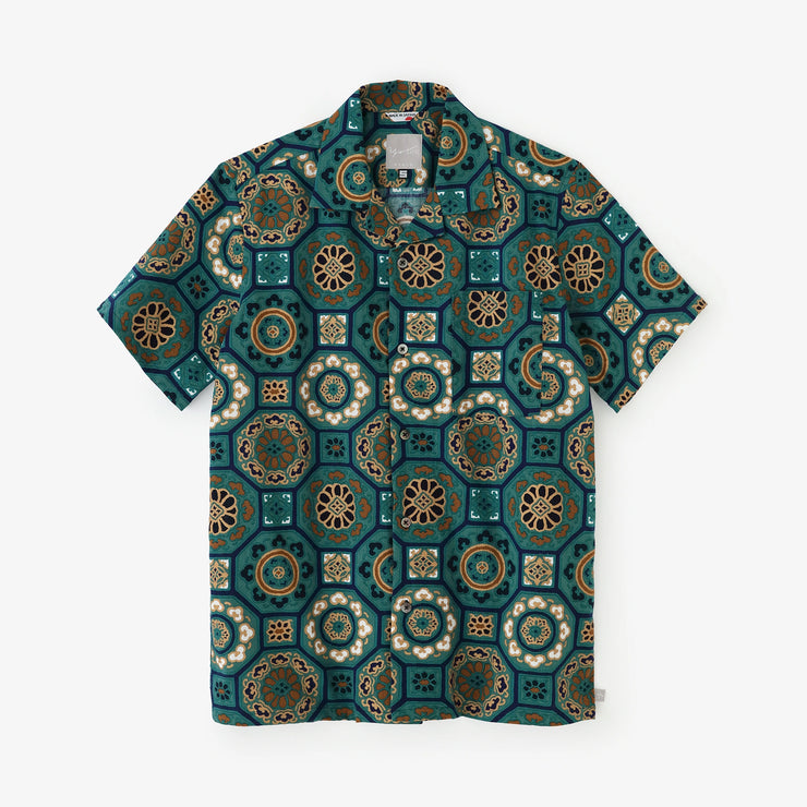 Chizimi Cotton 20/20 Open Collar Shirt／Gorgeous Green Jade Color  