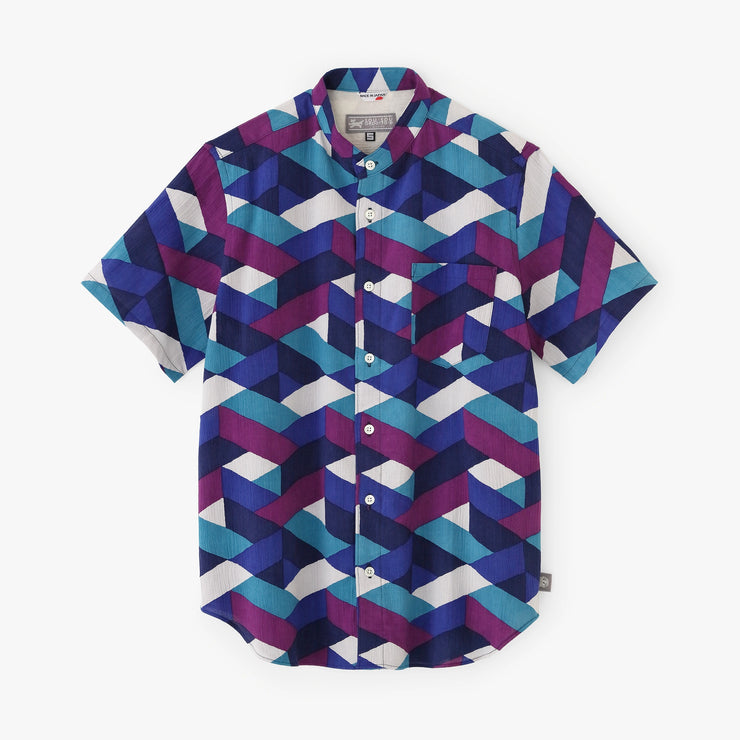 Chizimi Cotton 20/20 Stand Collar Short Sleeve Shirt／Alternate