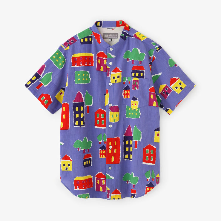 Chizimi Cotton 20/20 Stand Collar Short Sleeve Shirt／Picture Book Town
