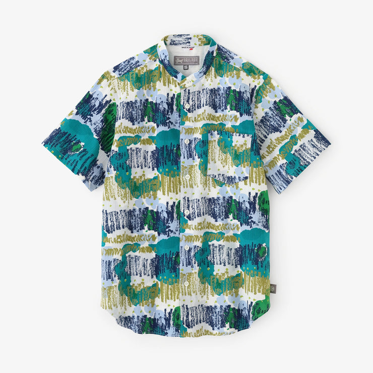 Chizimi Cotton 20/20 Stand Collar Short Sleeve Shirt／Aspiration