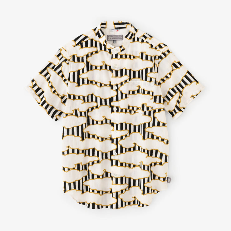 Chizimi Cotton 20/20 Stand Collar Short Sleeve Shirt／Cloud