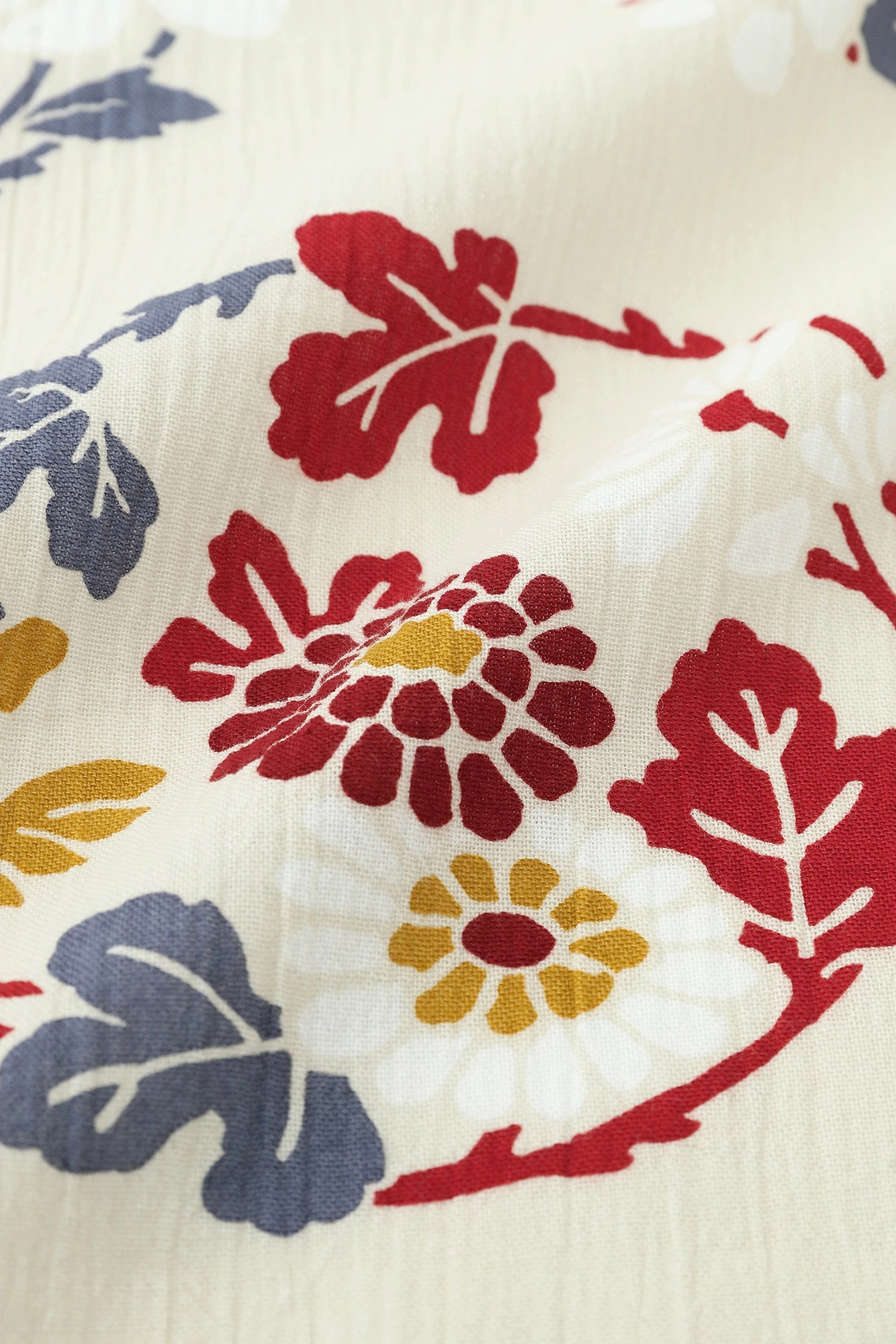 Takashima Chijimi 20/20 Chemise de nuit à manches Naginata/Motif Hanamaru x Rouge foncé