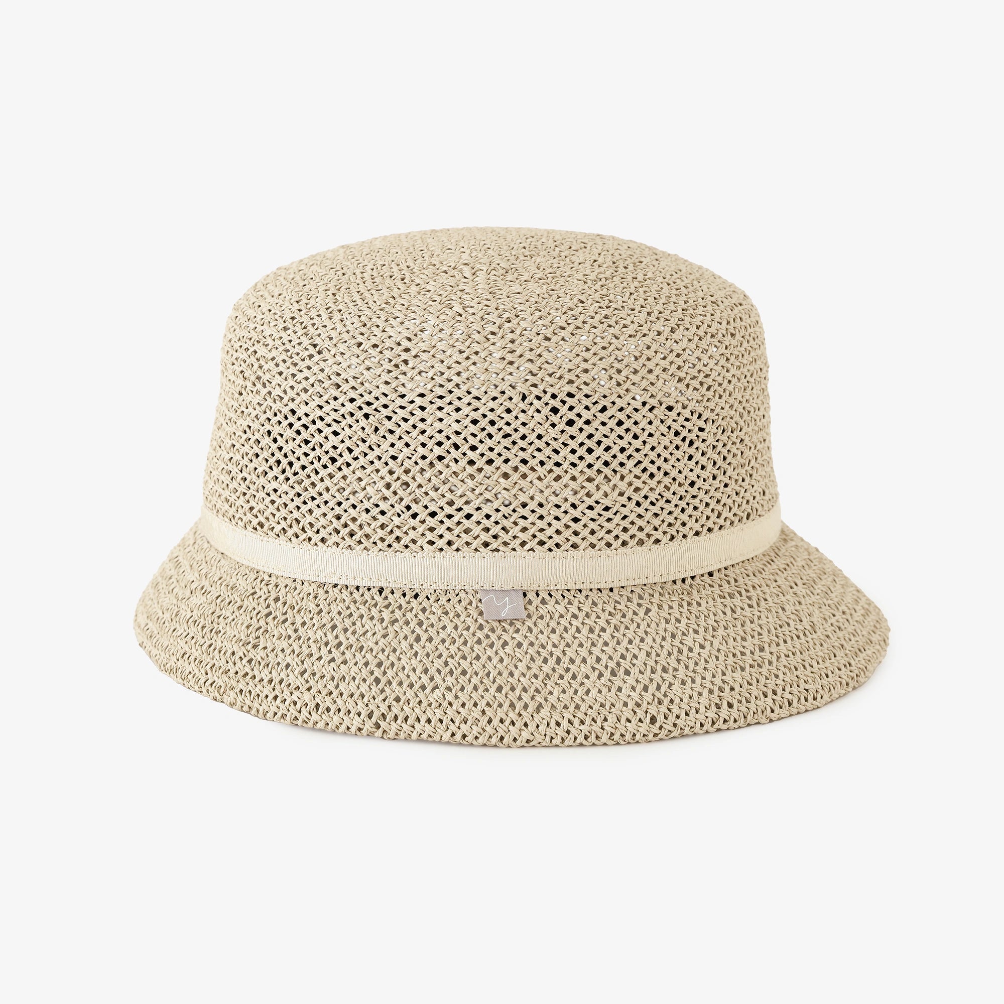 Hut aus Ripsband mit Paspelierung/Sandbeige