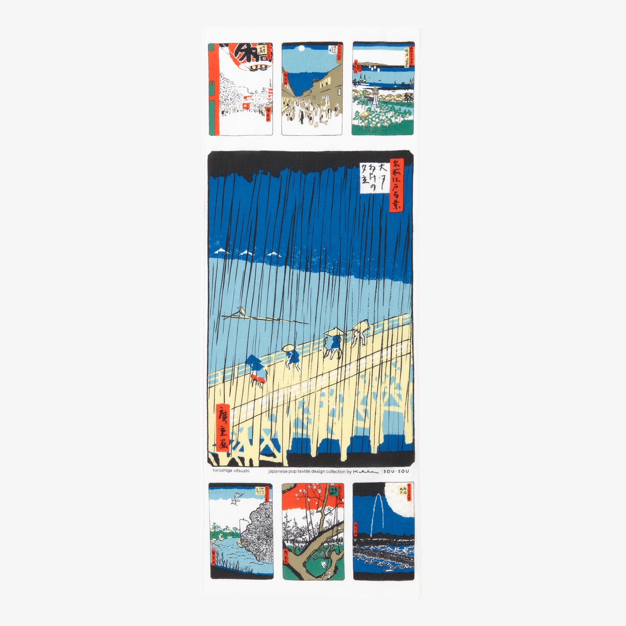 Isemomen Cotton Textile Handkerchief / Ukiyo-e