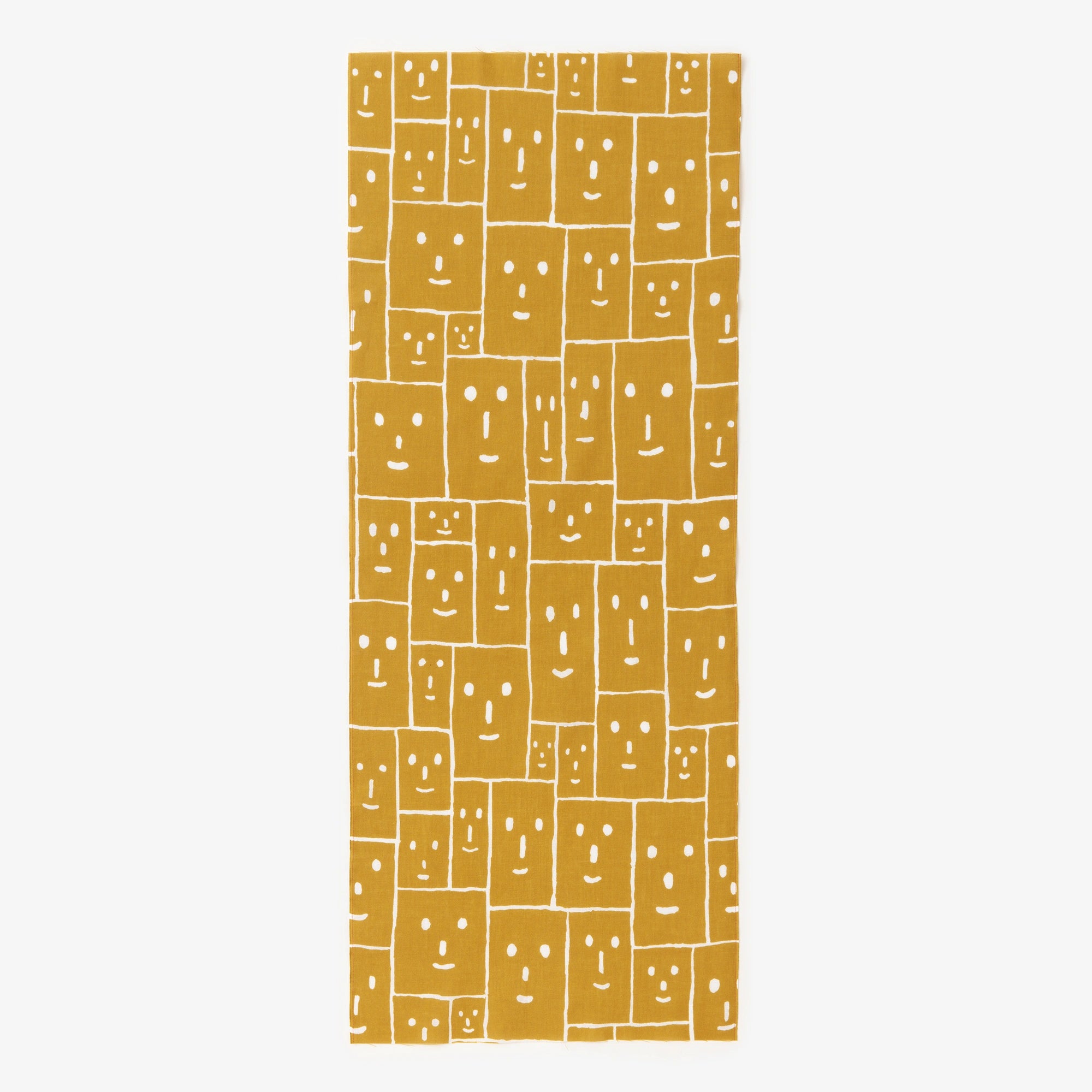 Isemomen Cotton Textile Handkerchief / Smile Faces Mustard Color