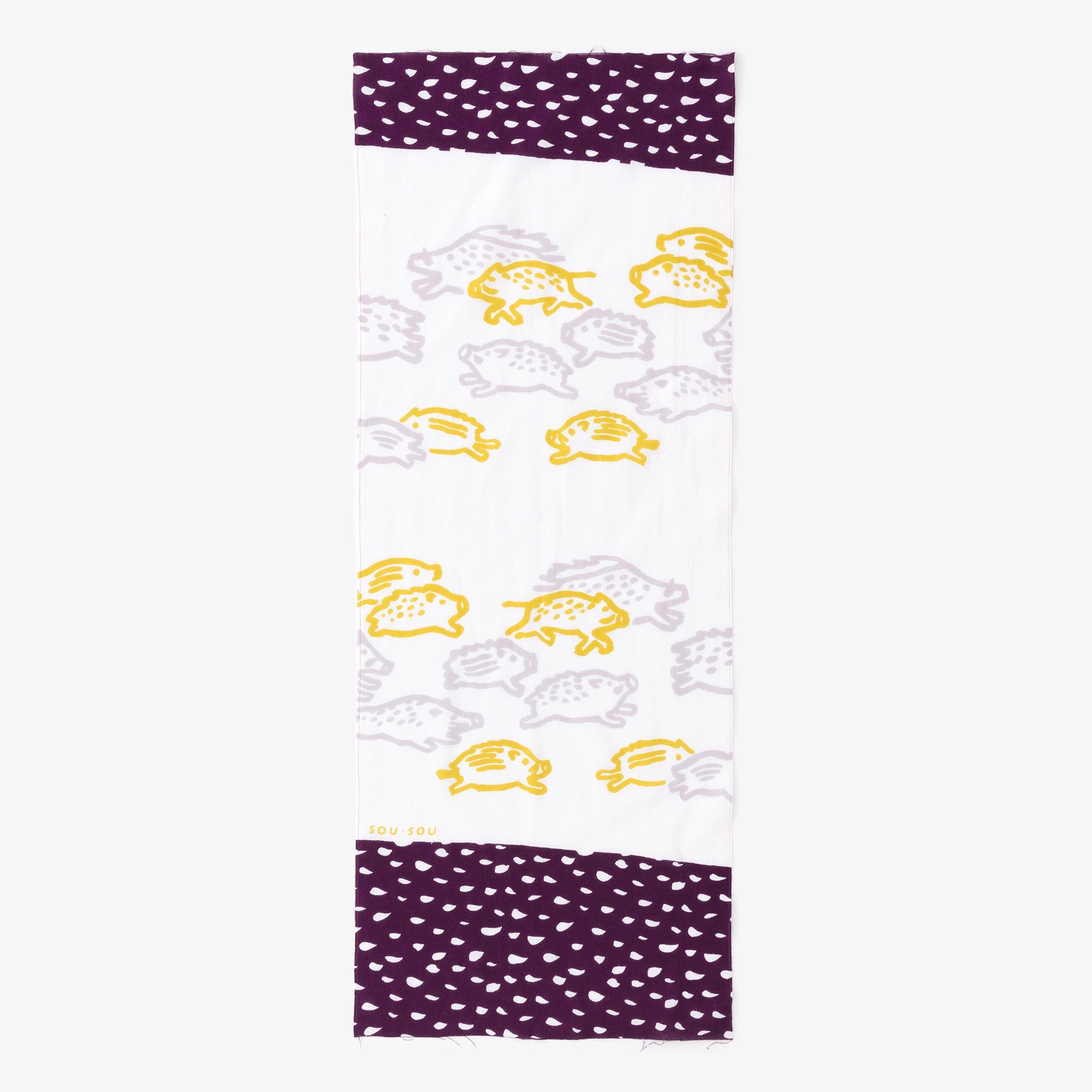 Ise Coton Textile Tenugui/Zodiac Tenugui Cochon Aubergine Bleu Marine 2019