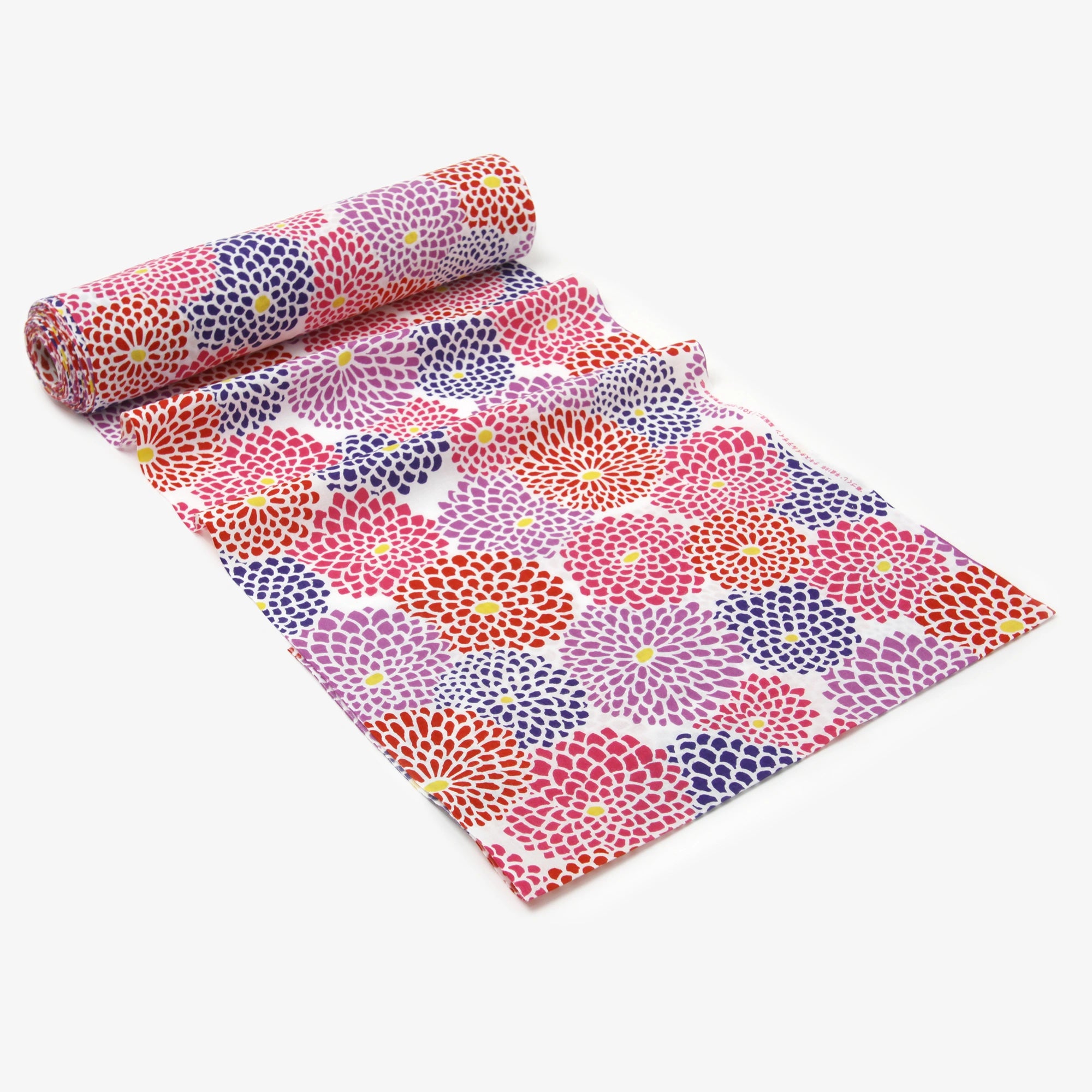 텍스타일 원단 （이세모멘:도쿠오카)/국화 감색 도라지 x 장지히 <50cm>