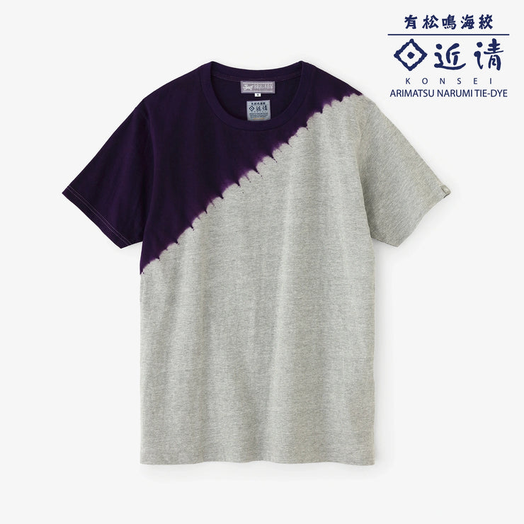 Konsei Tie-Dye Bi-color Short Sleeve T-shirt[5.0]／Messenger Heather Grey×Purple