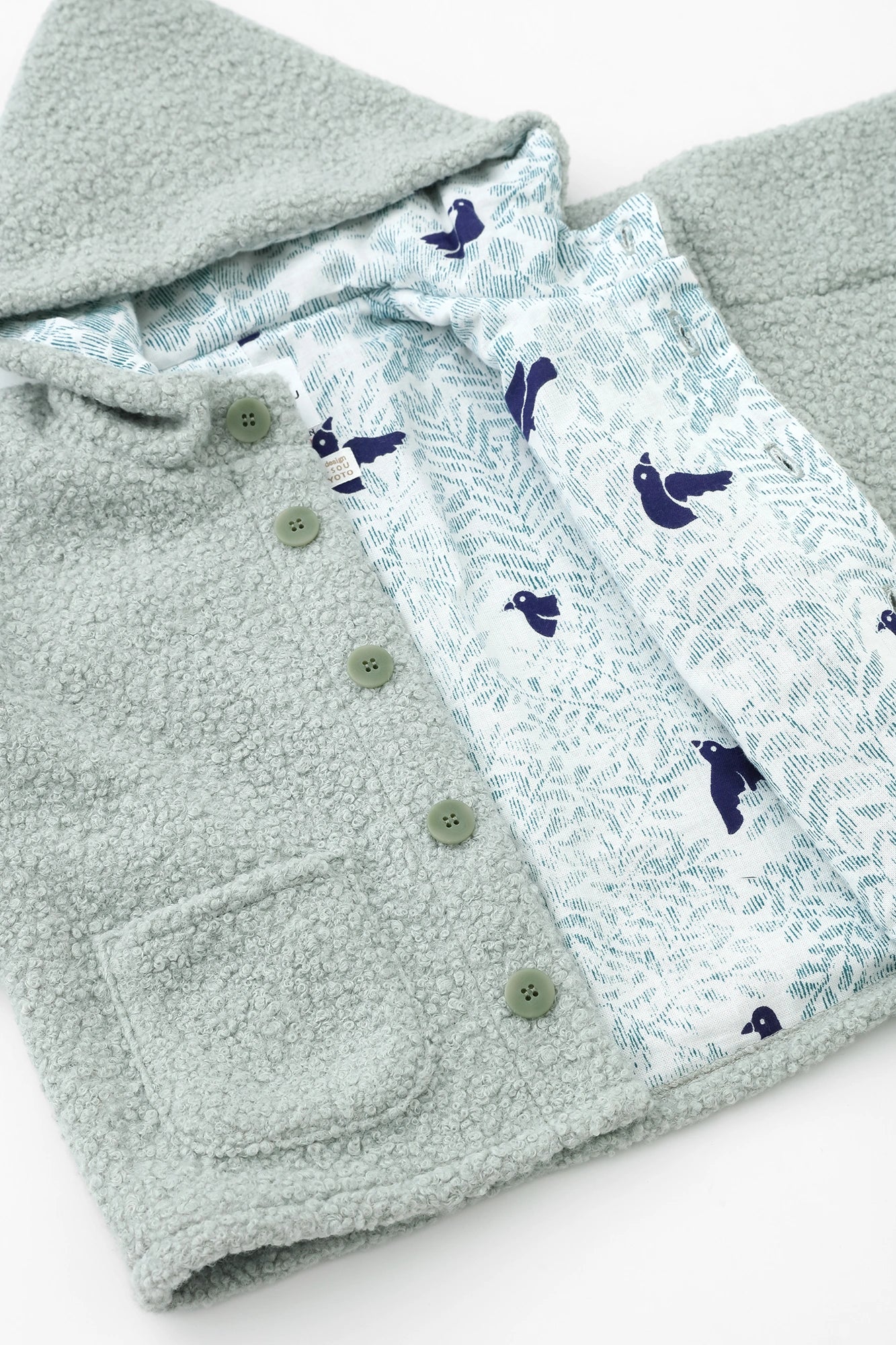 ●Boa Hooded Kinder-Langarmshirt/Ao Midori Color x Twitter Stakko