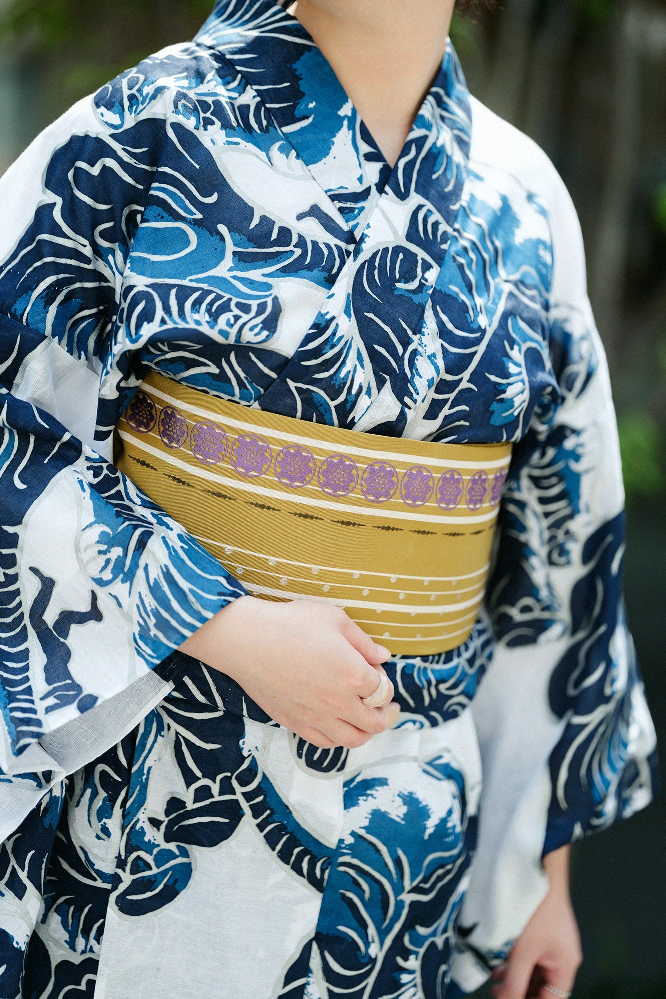 【※お仕立て別】知多木綿 綿麻 30/30 浴衣反物／flying elephants