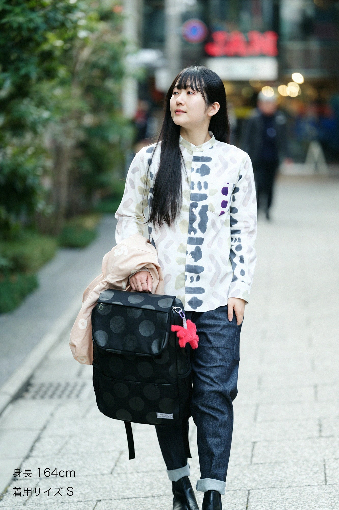  Takashima Chijimi 20/20 Stehkragenhemd/Muster (Monyou)