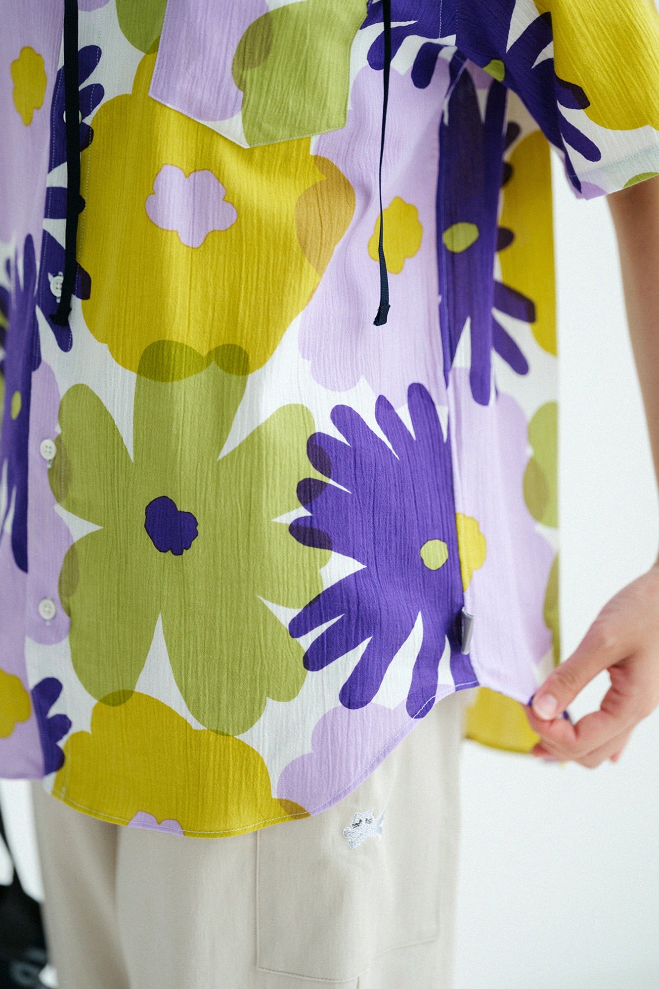 Chizimi Cotton 20/20 Short Sleeve Shirt／Oraka Multicolored Flower 