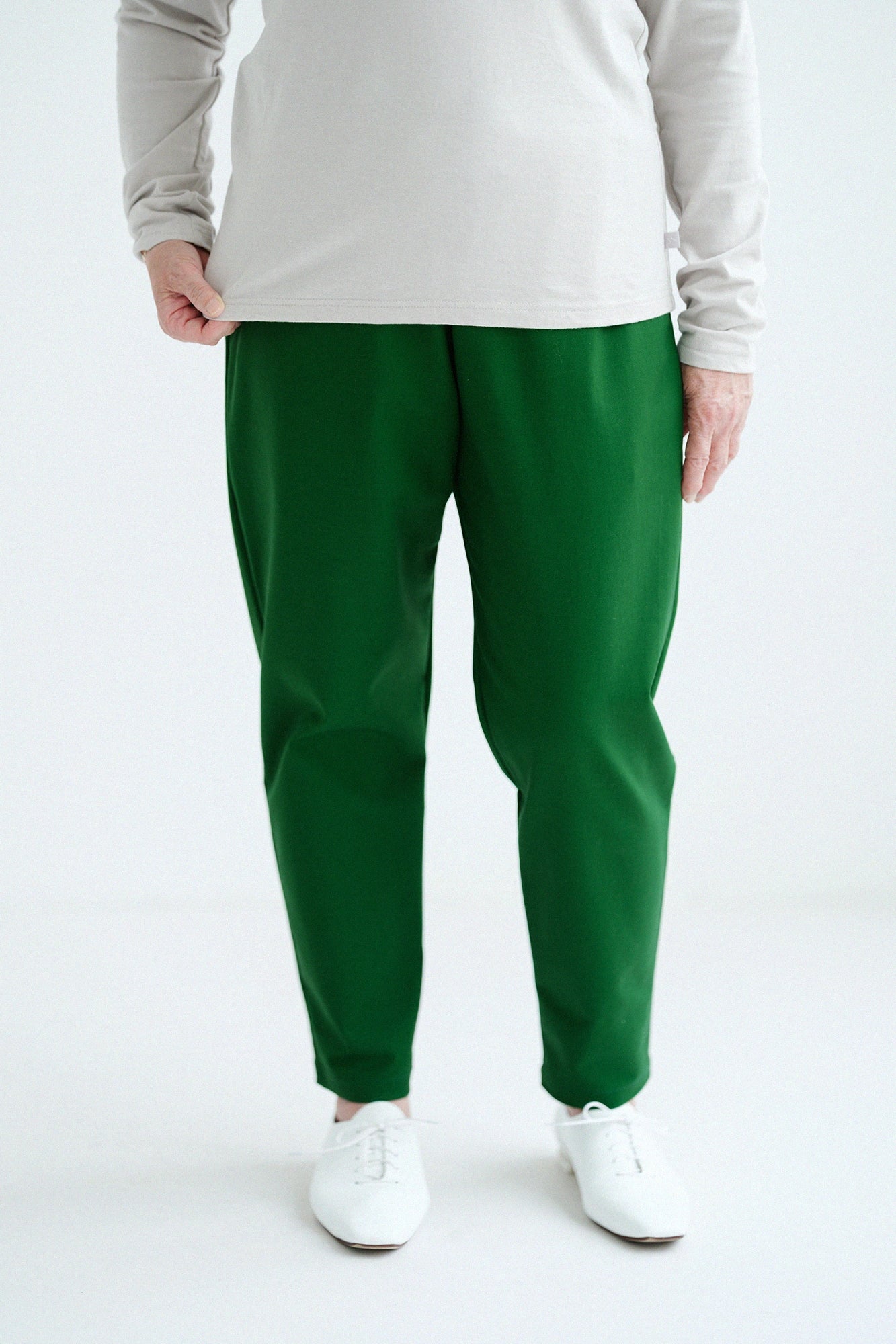 Double Cloth Stretch Easy Tapered Pants / Green