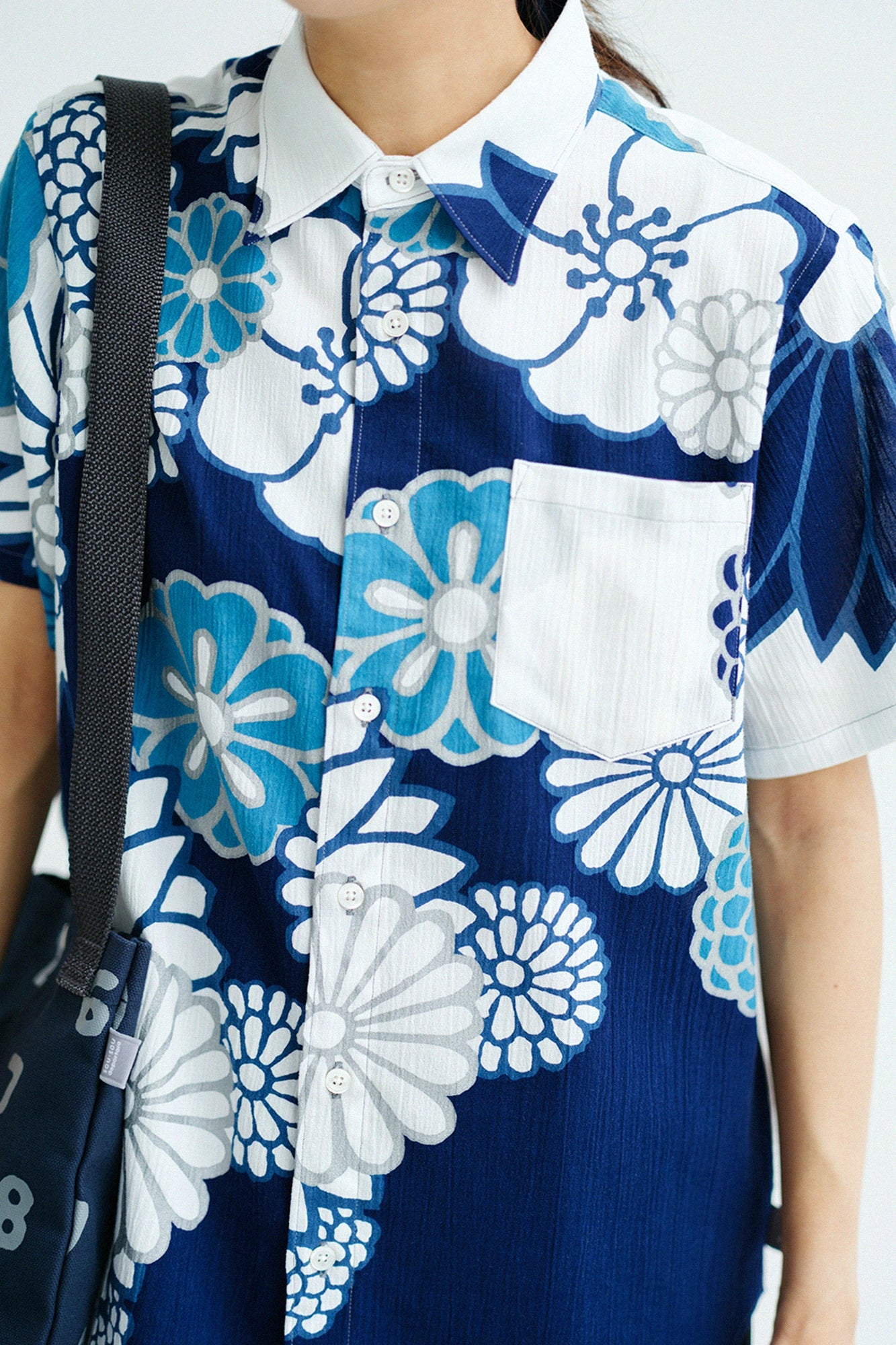 Chizimi Cotton 20/20 Short Sleeve Shirt／Gold Damask Ryo