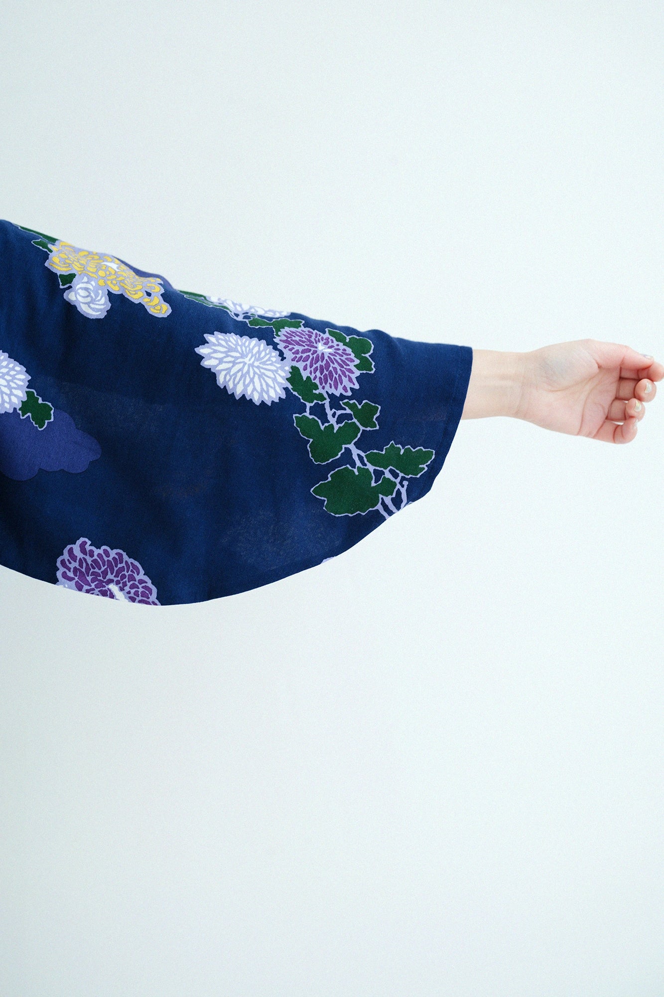 Takashima Chijimi 40/40 Nagi-Jiban/Kumodori mit Chrysanthemen 