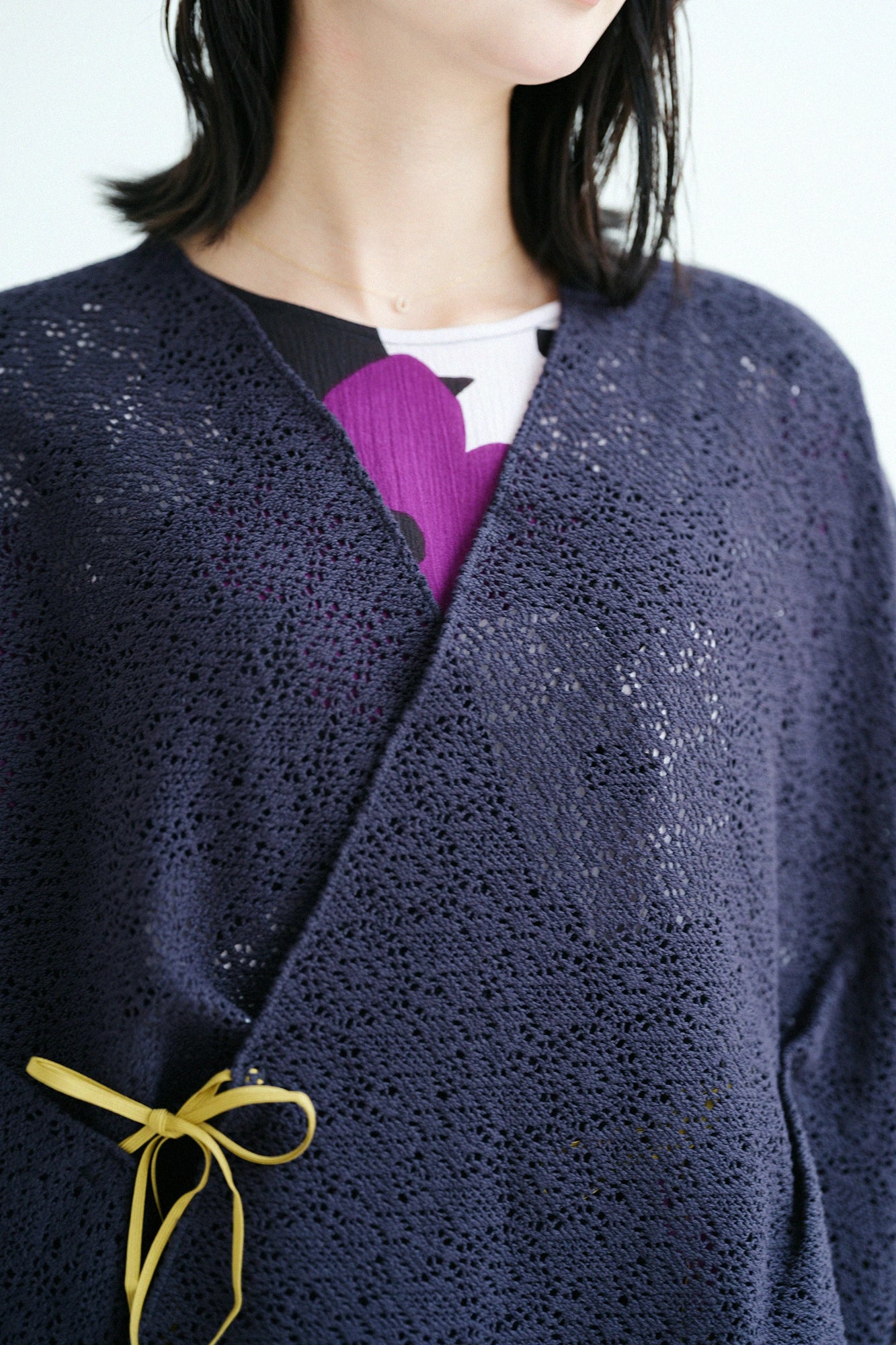 [Versand voraussichtlich um den 23. Juni] Geometrische Stickerei mit Wasserzeichen Kisaragi Short(Mijikatake)/Tiefblau (Shinkon)