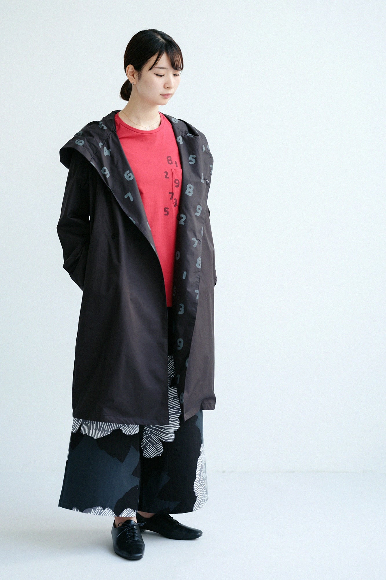 【net限定】プレーティング天竺 長袖ポケットTシャツ／レッド