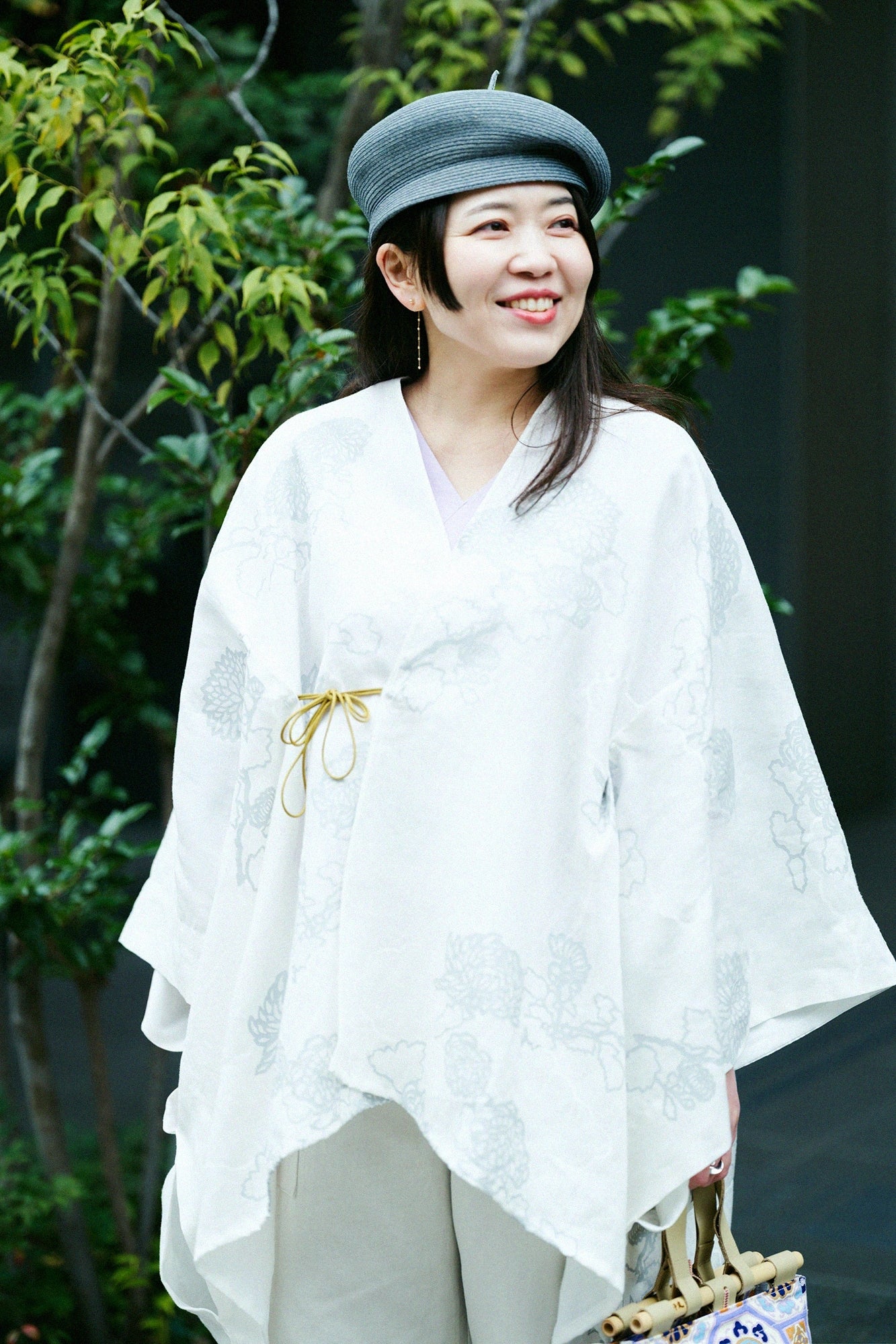 麻 きさらぎ／雲取り（くもどり）に菊と余白（よはく） つくも
